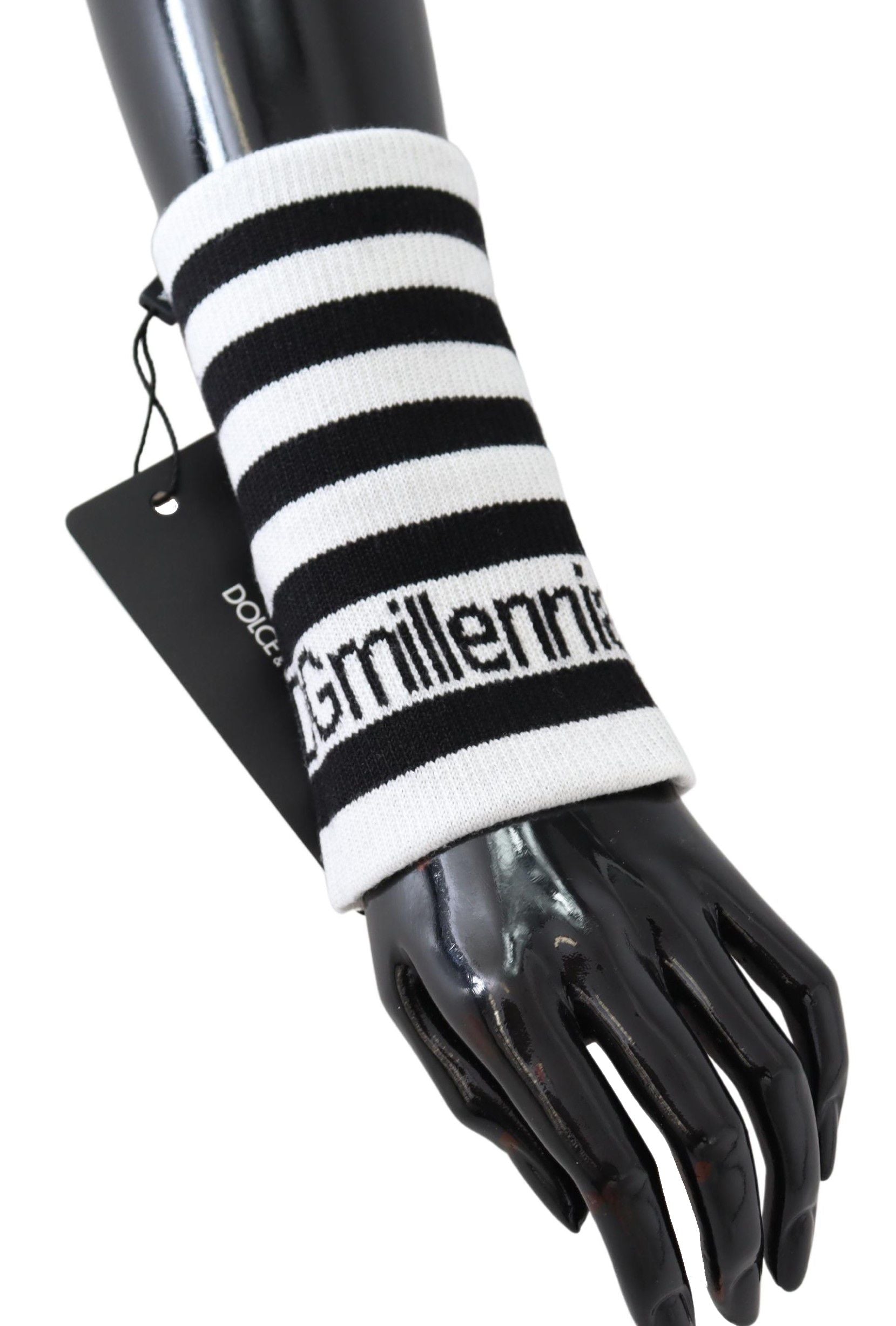 Dolce & Gabbana Black White Wool DGMillennials Wristband Wrap | Regal Royce