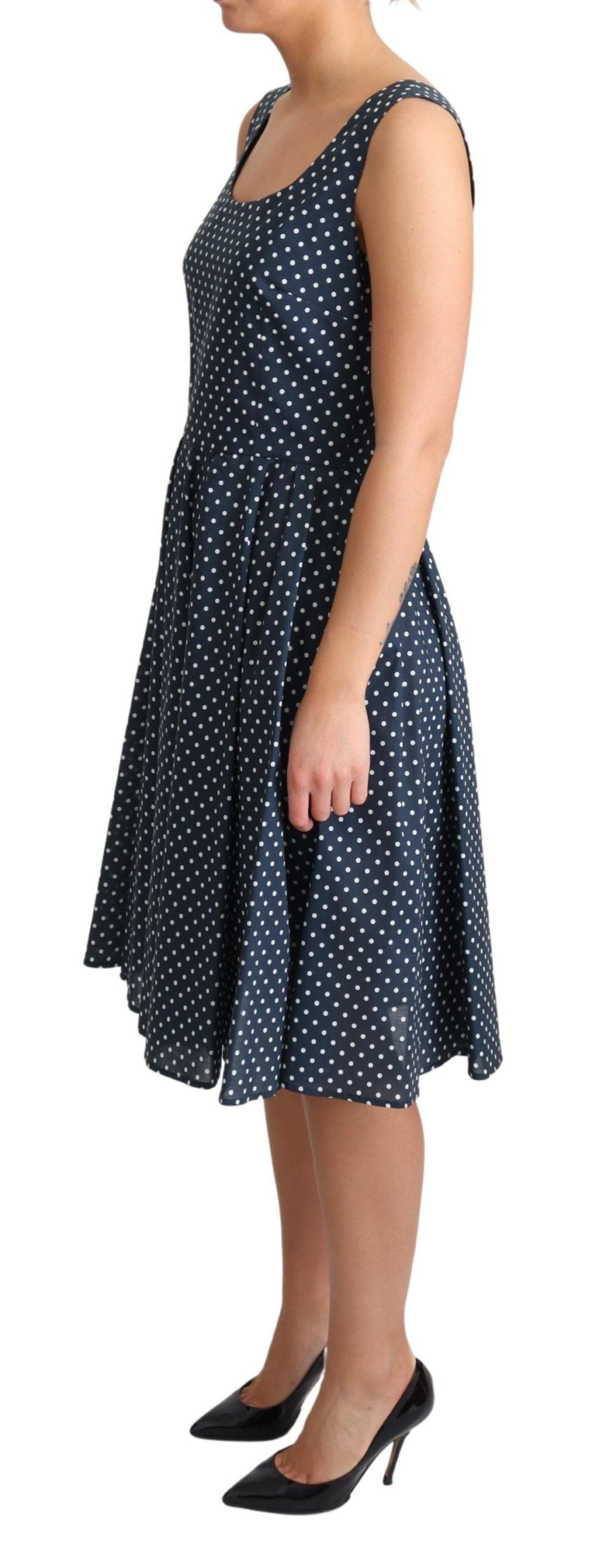 Dolce & Gabbana Blue Dotted Cotton A-Line Gown Dress | Regal Royce