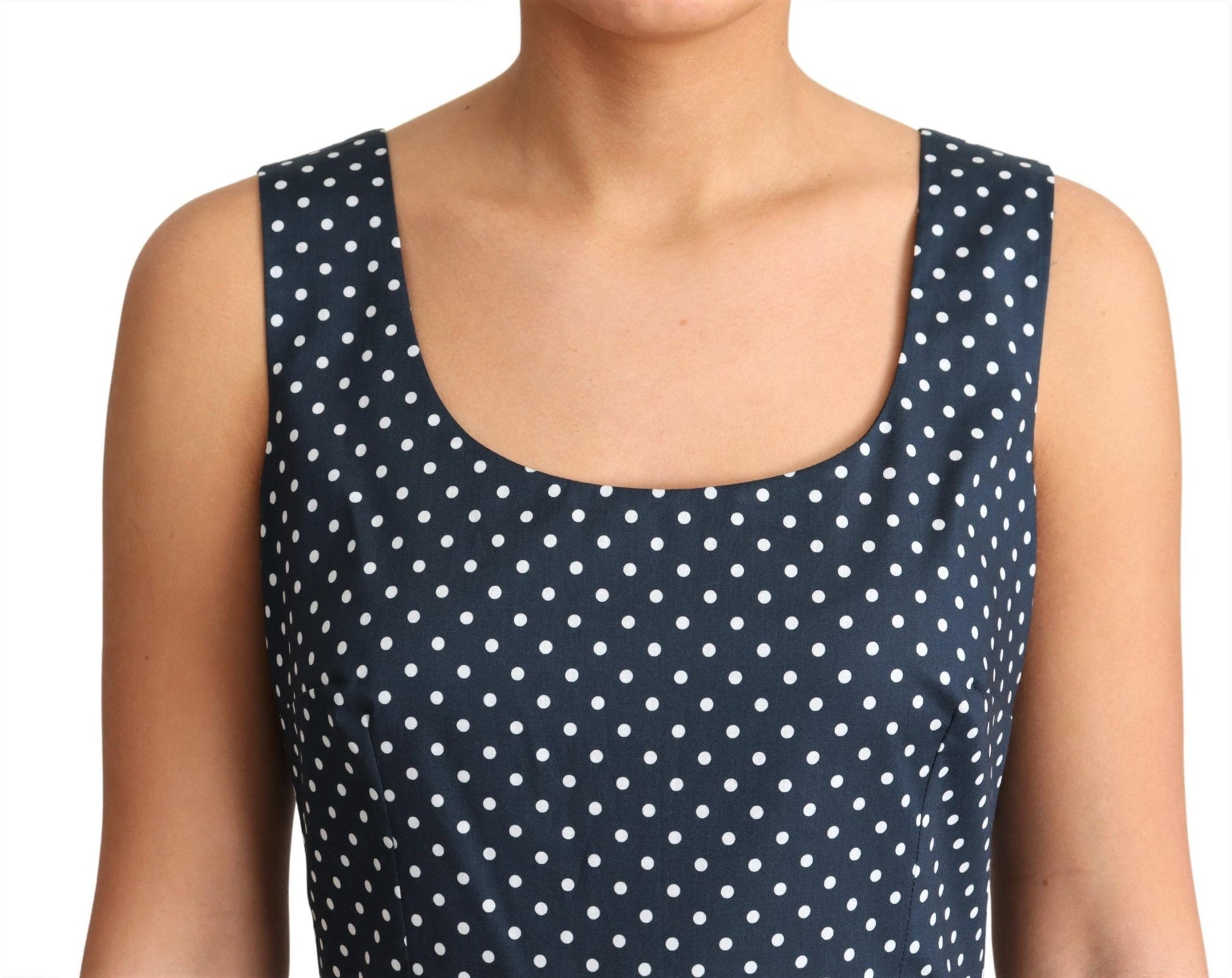 Dolce & Gabbana Blue Dotted Cotton A-Line Gown Dress | Regal Royce