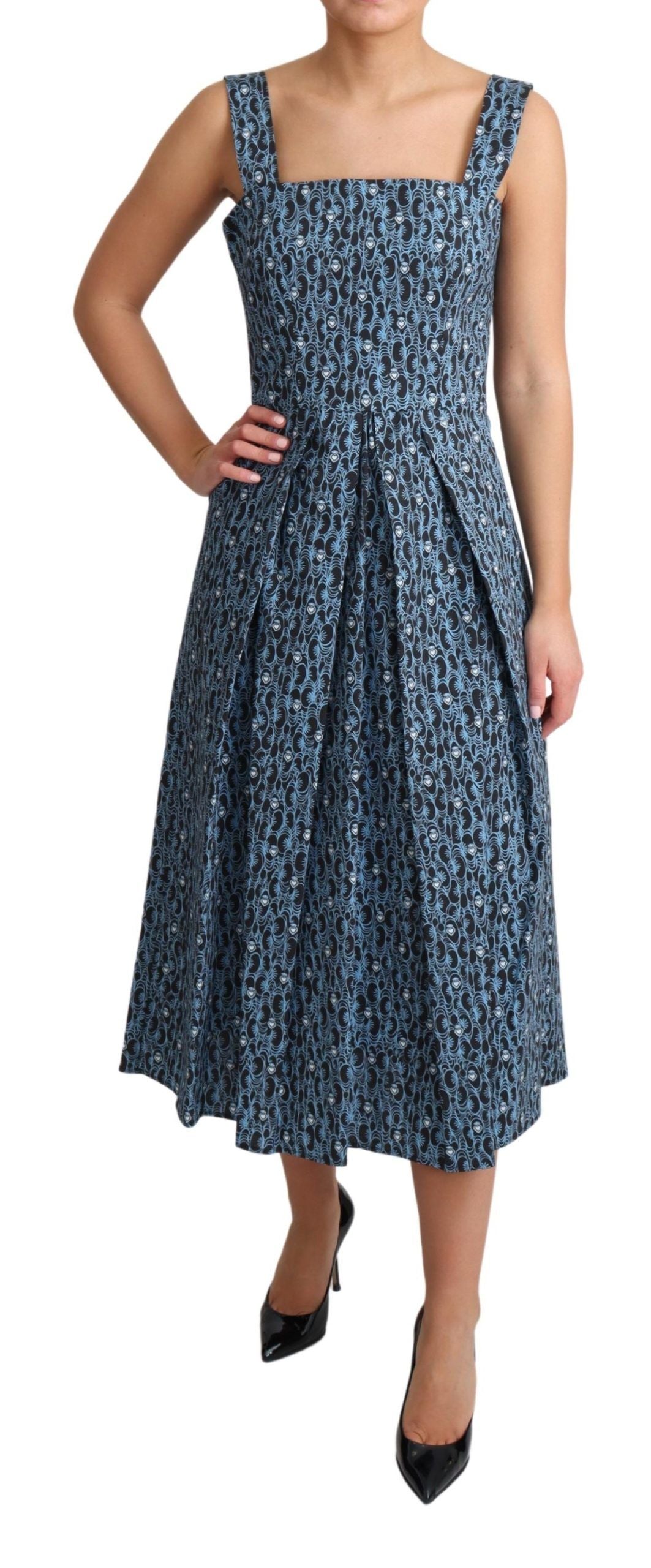 Dolce & Gabbana Blue Heart Cotton A-Line Stretch Dress | Regal Royce