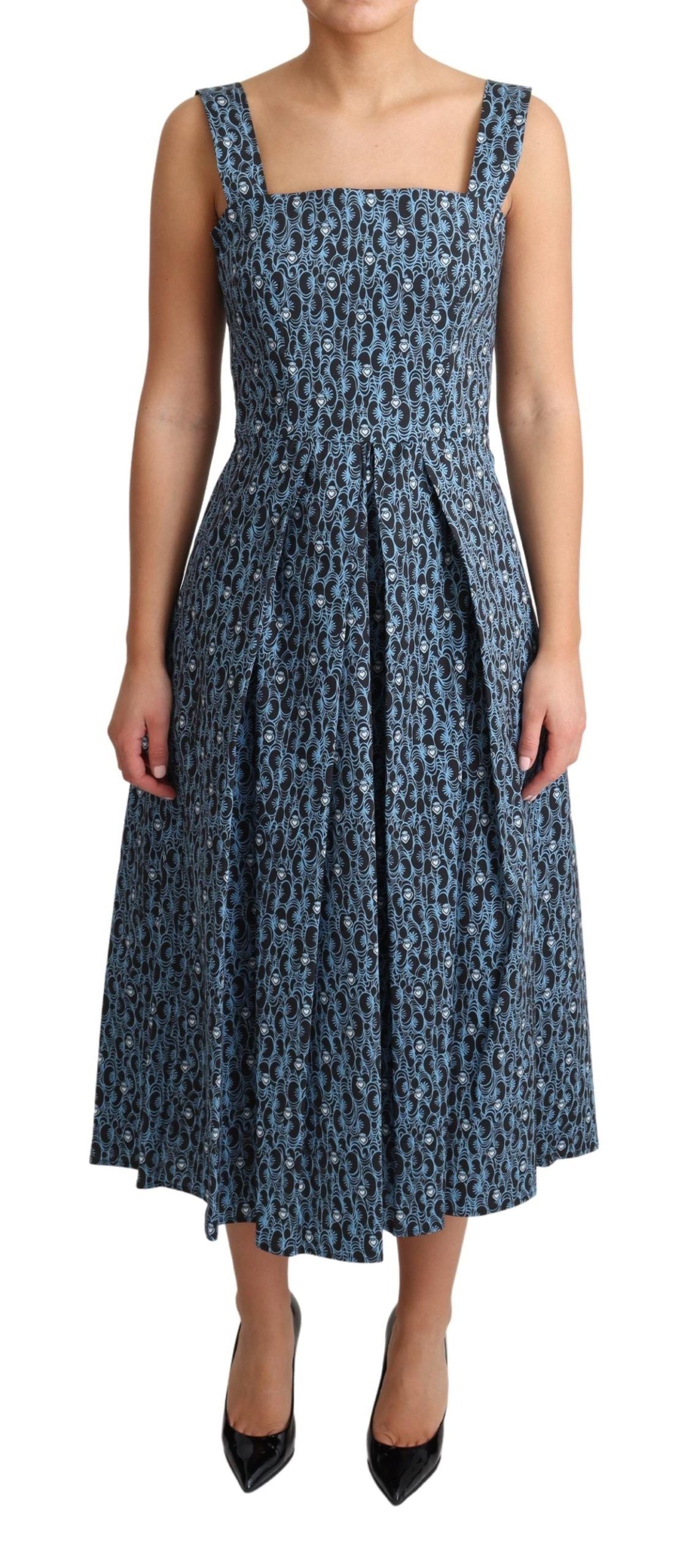 Dolce & Gabbana Blue Heart Cotton A-Line Stretch Dress | Regal Royce