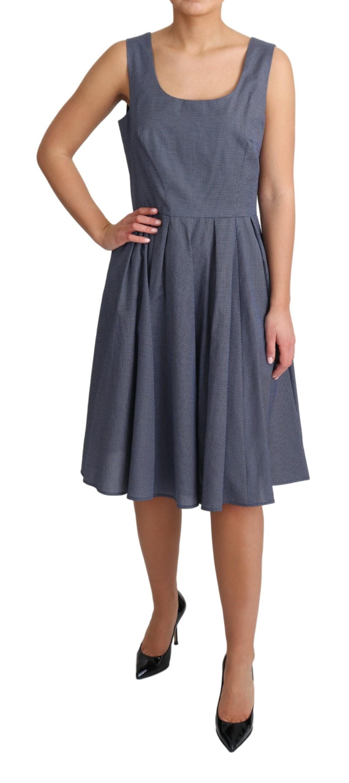 Dolce & Gabbana Blue Polka Cotton A-Line Stretch Dress | Regal Royce