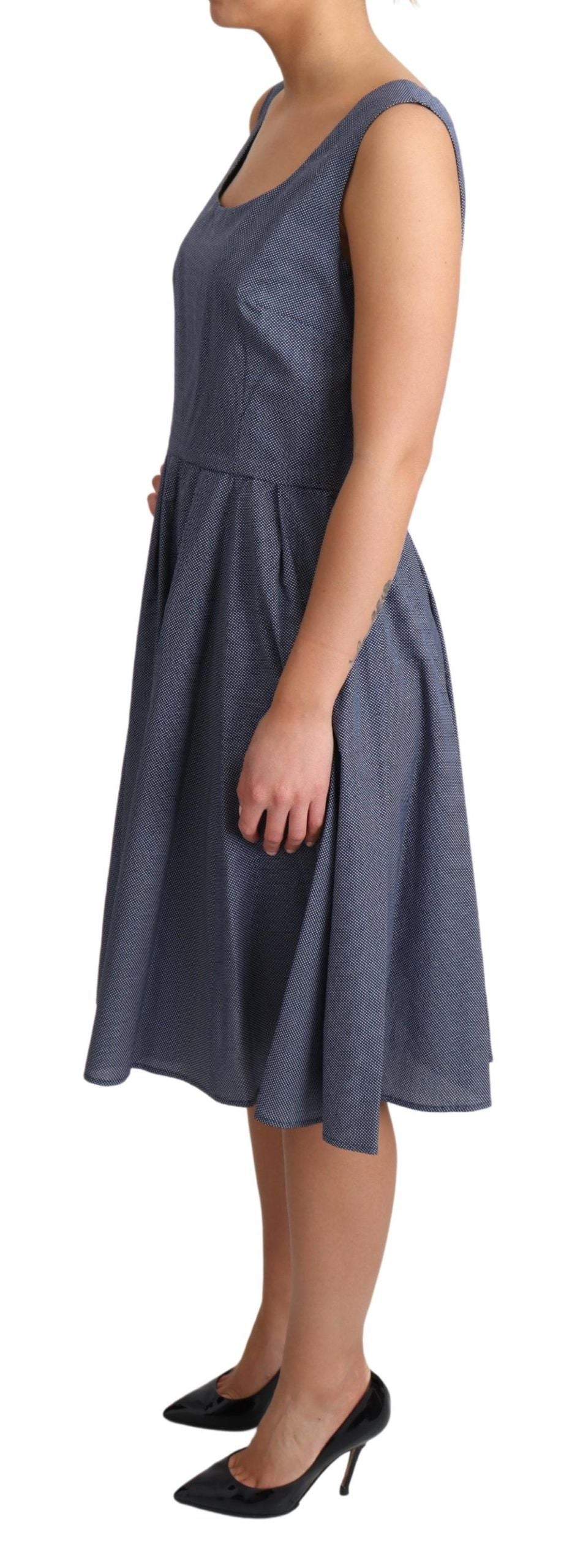 Dolce & Gabbana Blue Polka Cotton A-Line Stretch Dress | Regal Royce