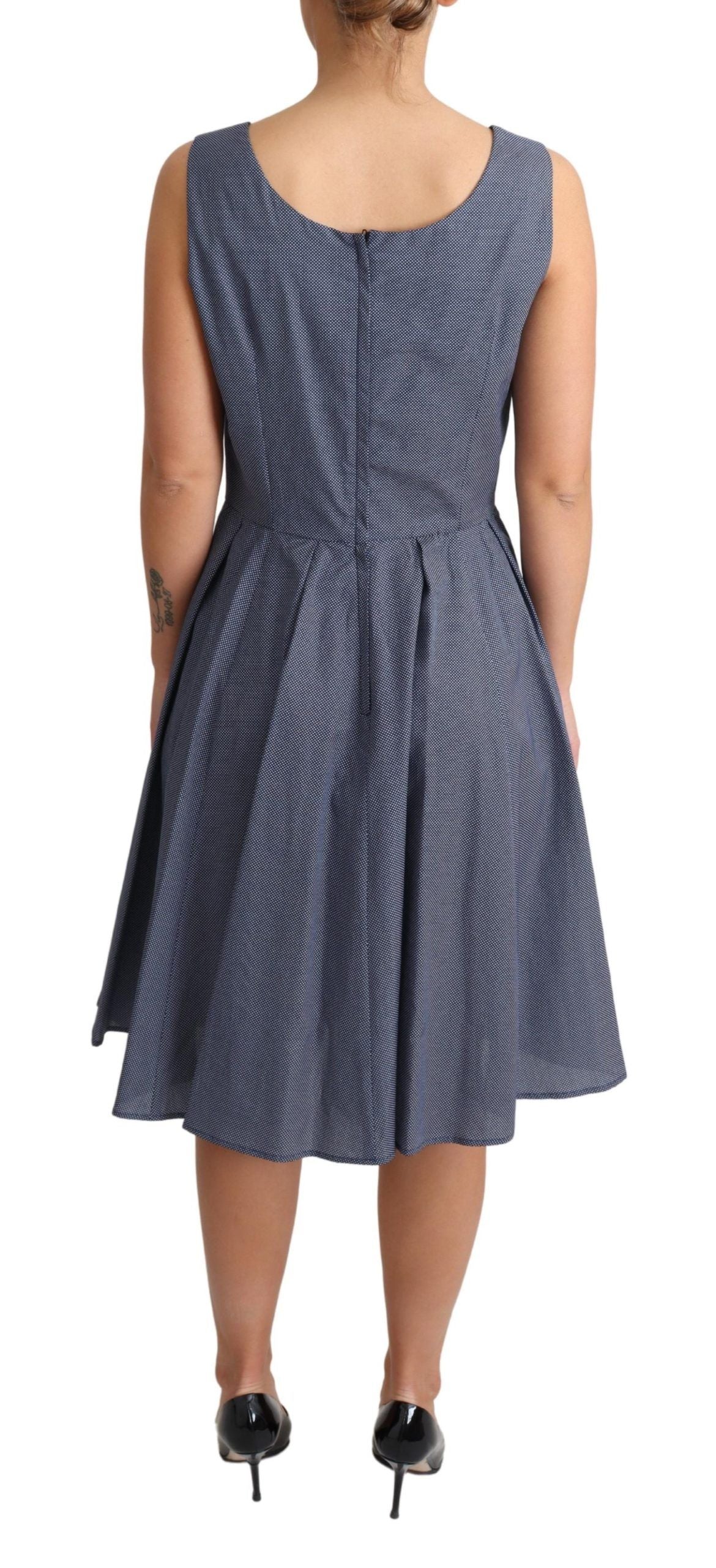 Dolce & Gabbana Blue Polka Cotton A-Line Stretch Dress | Regal Royce
