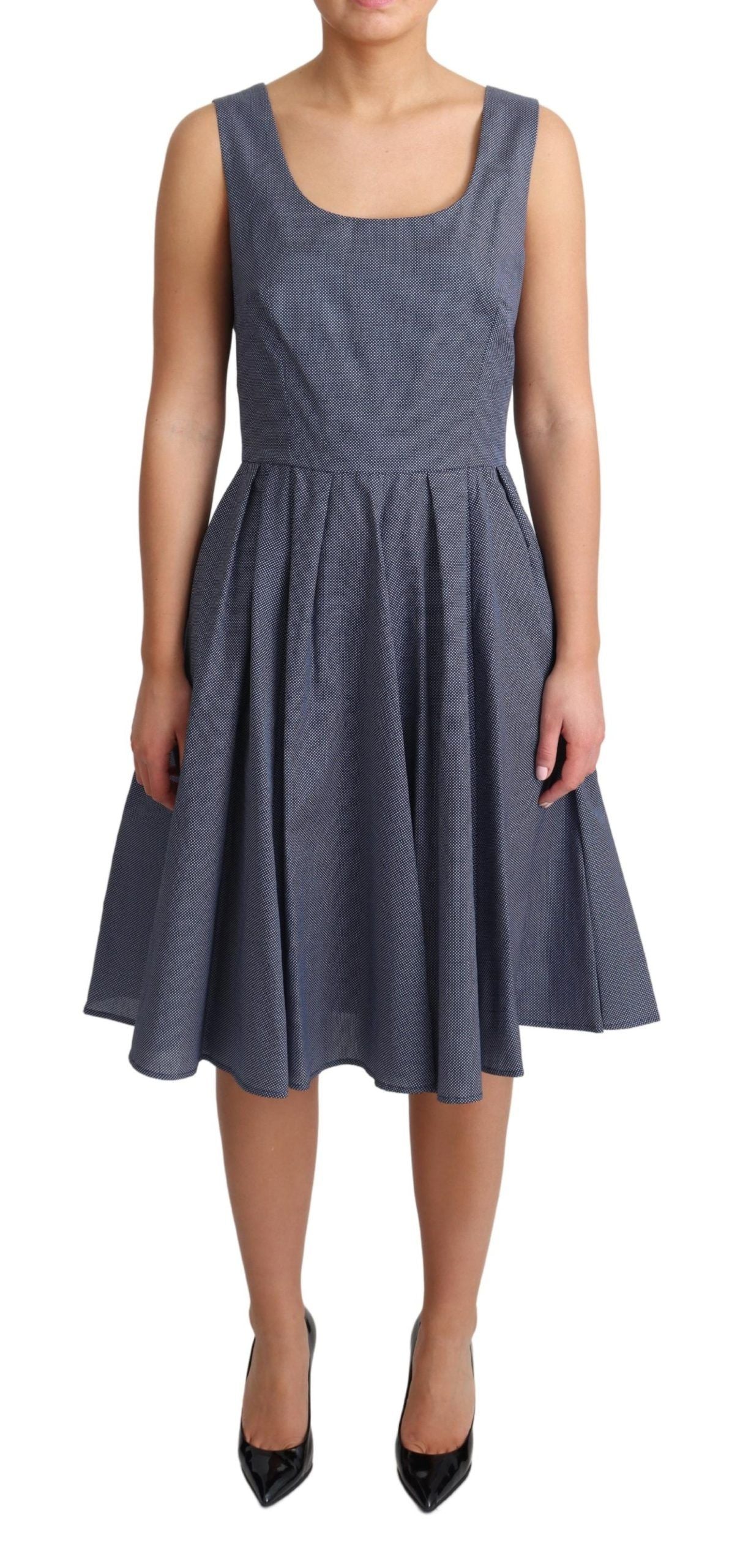 Dolce & Gabbana Blue Polka Cotton A-Line Stretch Dress | Regal Royce