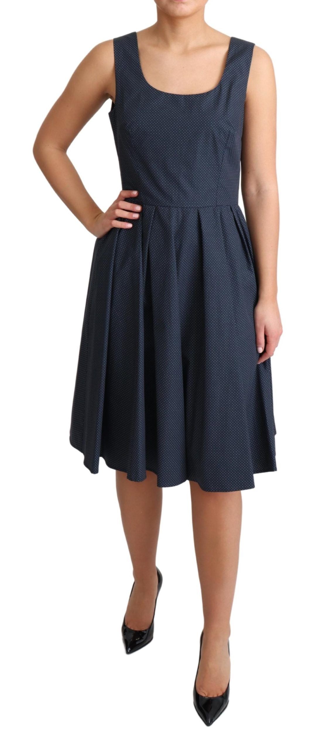 Dolce & Gabbana Blue Polka Dotted Cotton A-Line Dress | Regal Royce