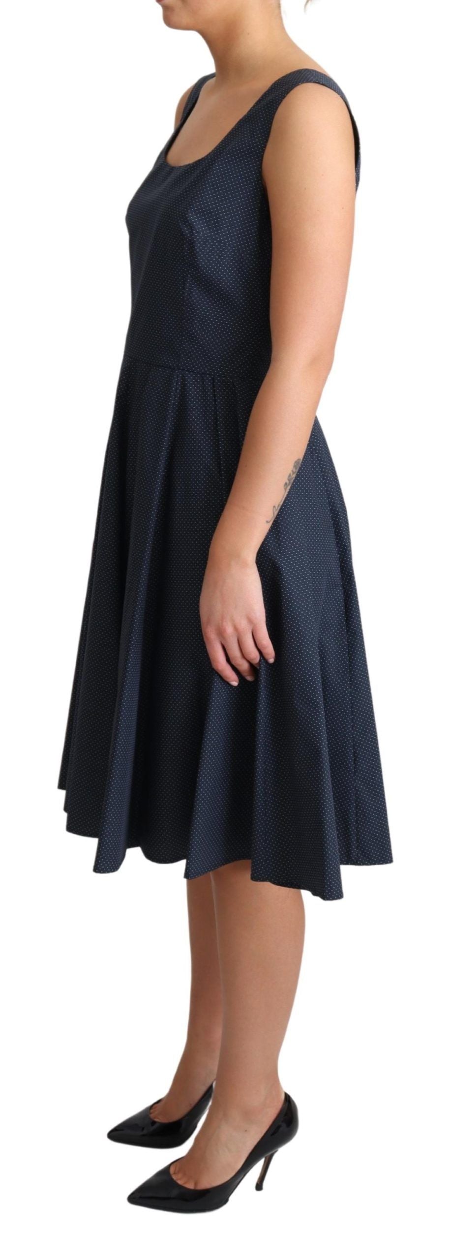 Dolce & Gabbana Blue Polka Dotted Cotton A-Line Dress | Regal Royce