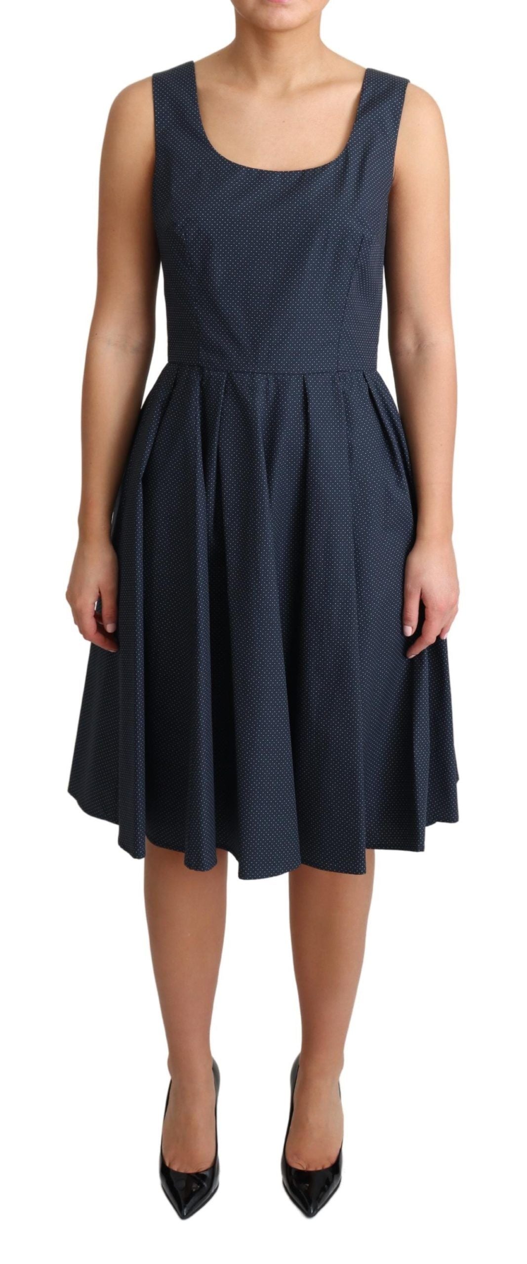 Dolce & Gabbana Blue Polka Dotted Cotton A-Line Dress | Regal Royce