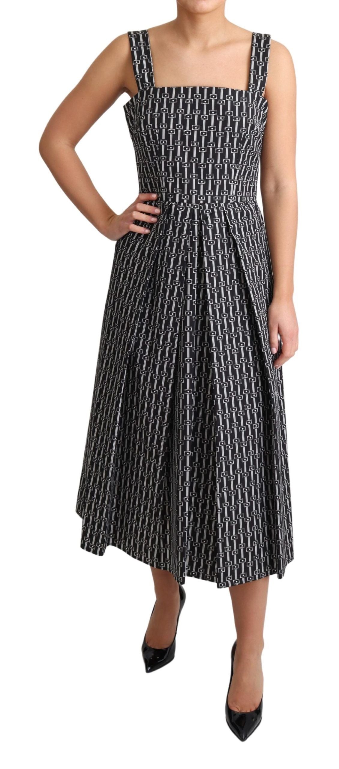 Dolce & Gabbana Black White Pattern Cotton A-Line Dress | Regal Royce