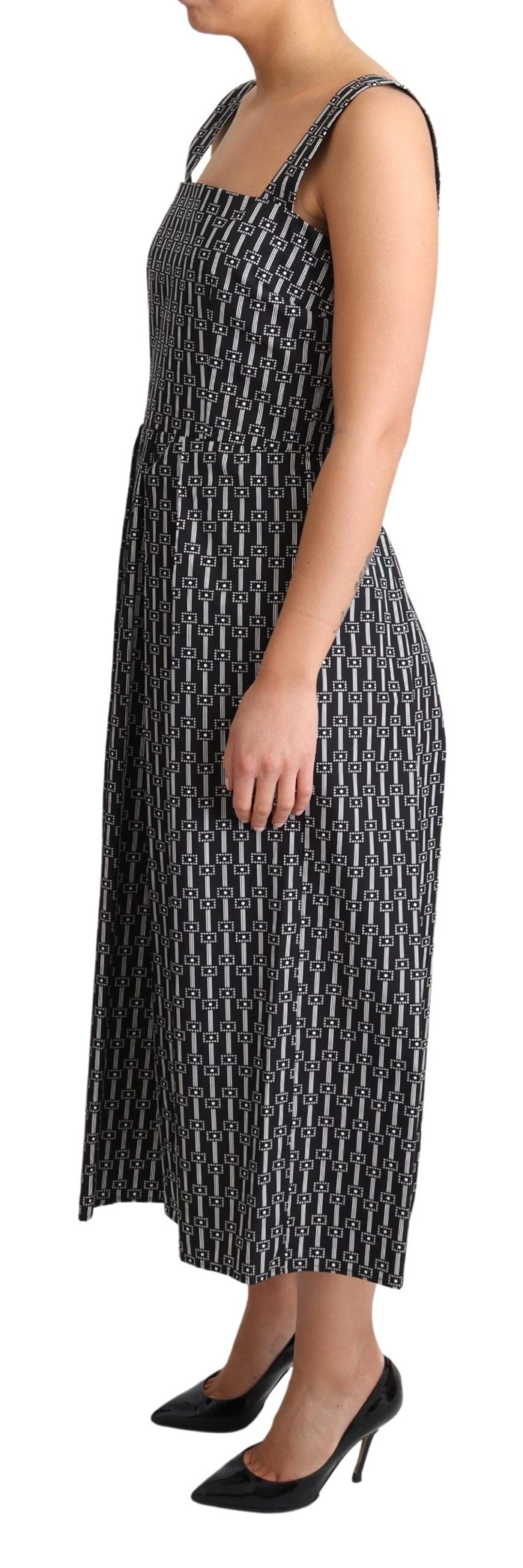 Dolce & Gabbana Black White Pattern Cotton A-Line Dress | Regal Royce
