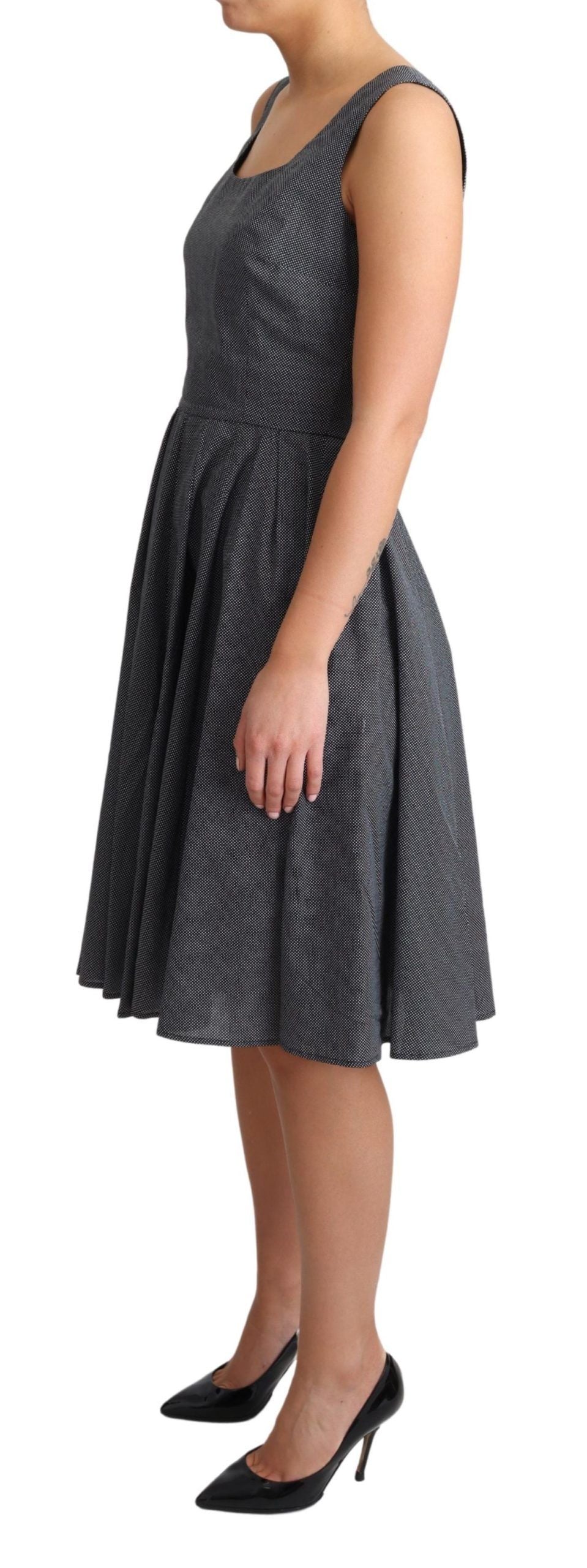 Dolce & Gabbana Black Polka Dotted Cotton A-Line Dress | Regal Royce