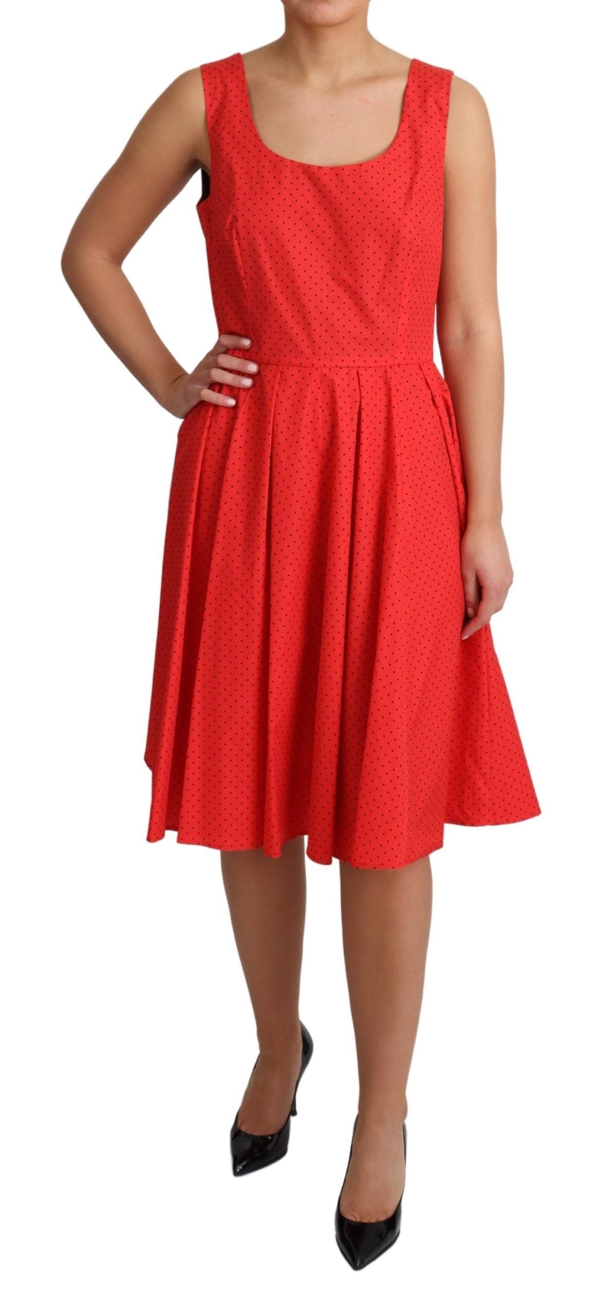 Dolce & Gabbana Red Polka Dotted Cotton A-Line  Dress | Regal Royce