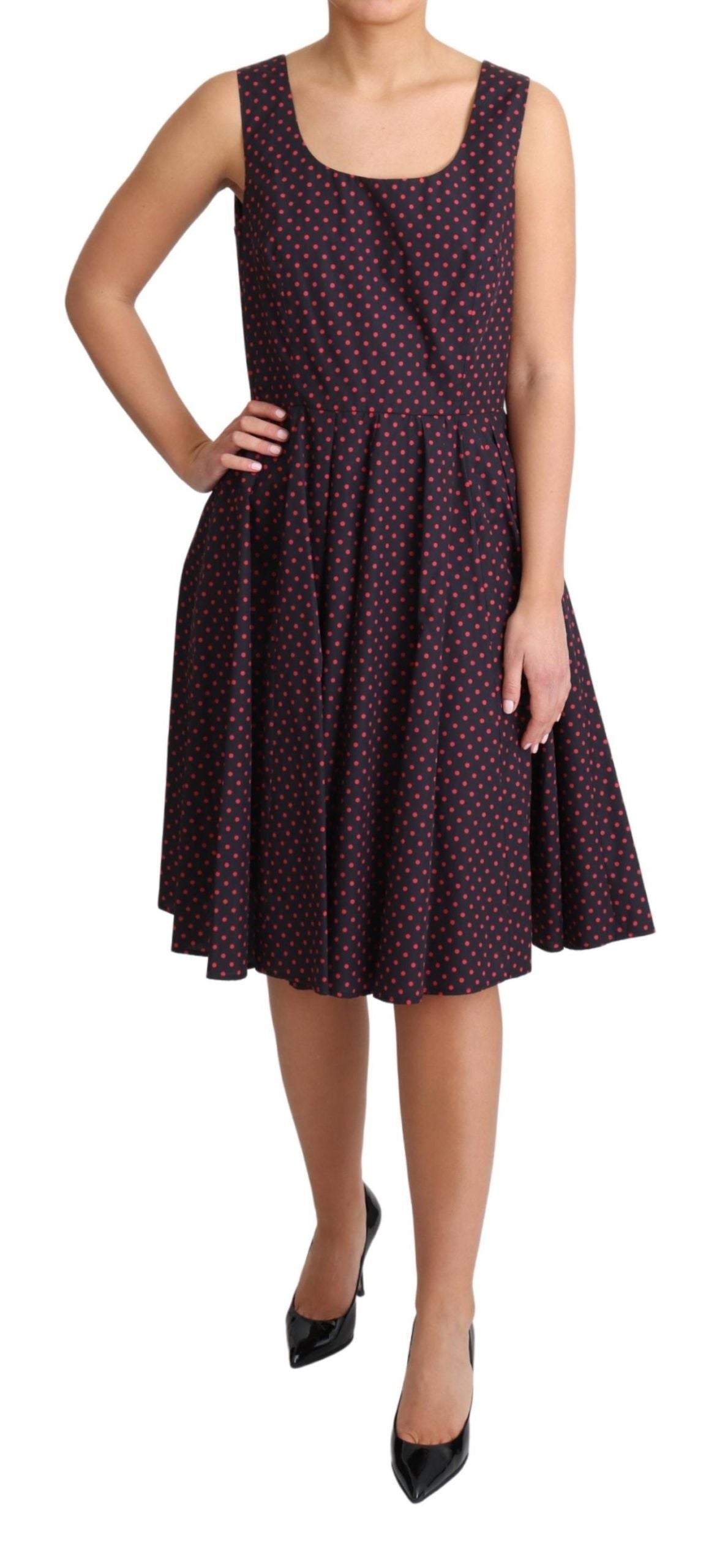 Dolce & Gabbana Red Blue Polka Cotton A-Line Gown Dress | Regal Royce