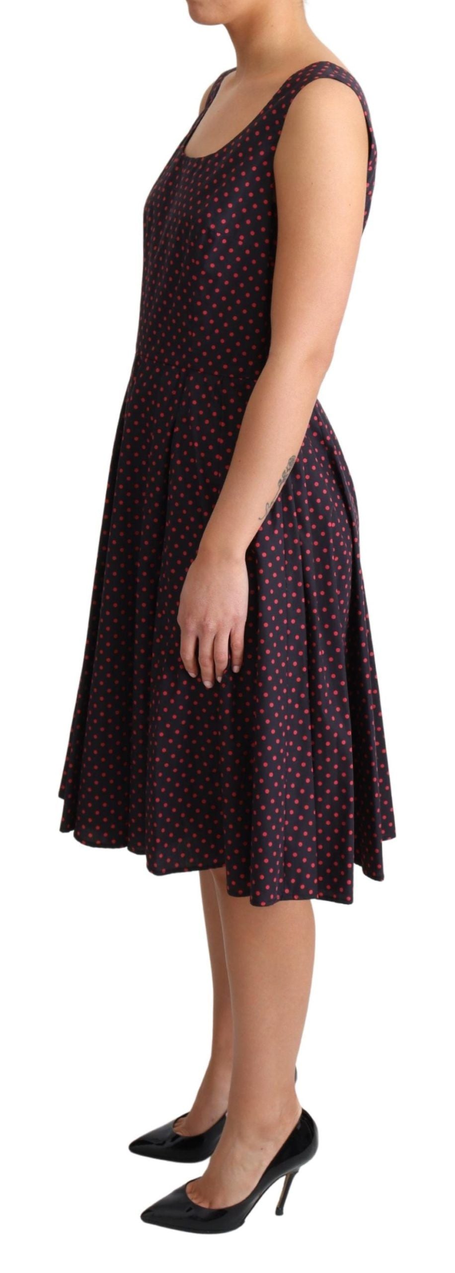 Dolce & Gabbana Red Blue Polka Cotton A-Line Gown Dress | Regal Royce