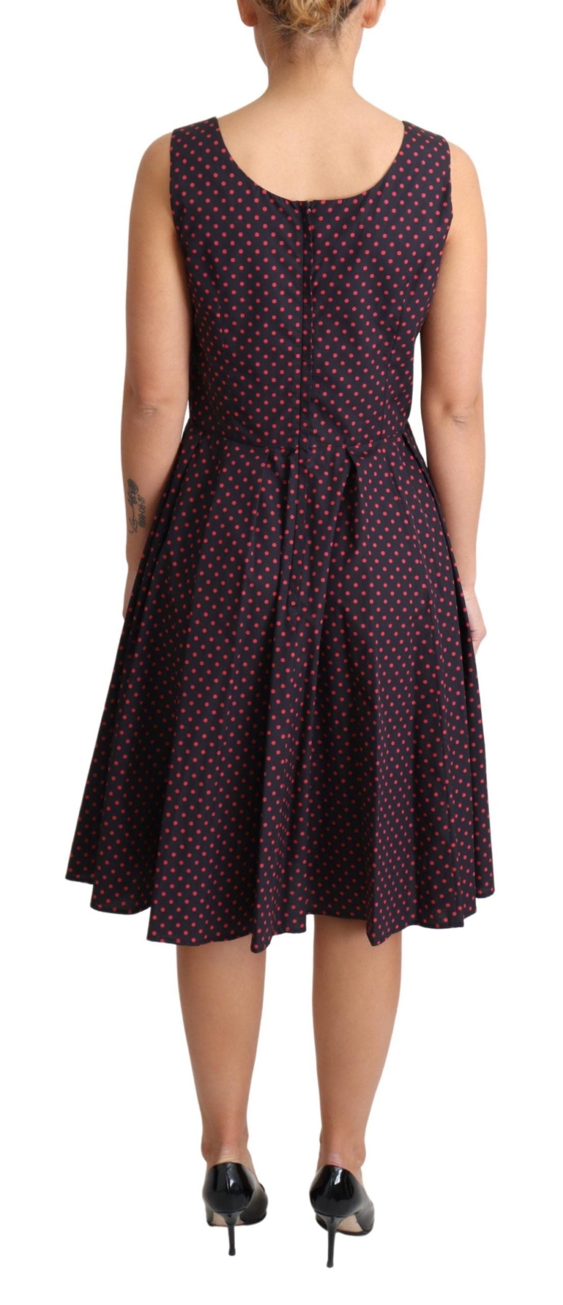 Dolce & Gabbana Red Blue Polka Cotton A-Line Gown Dress | Regal Royce