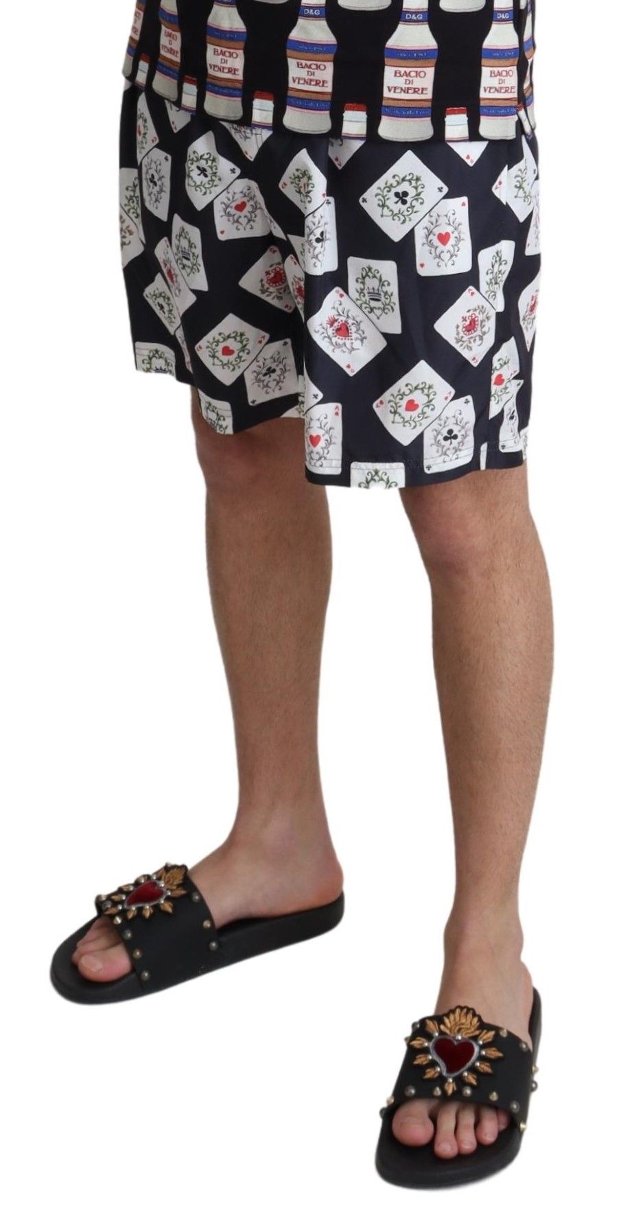 Dolce & Gabbana Black Card Deck Print Beachwear Swimshorts | Regal Royce