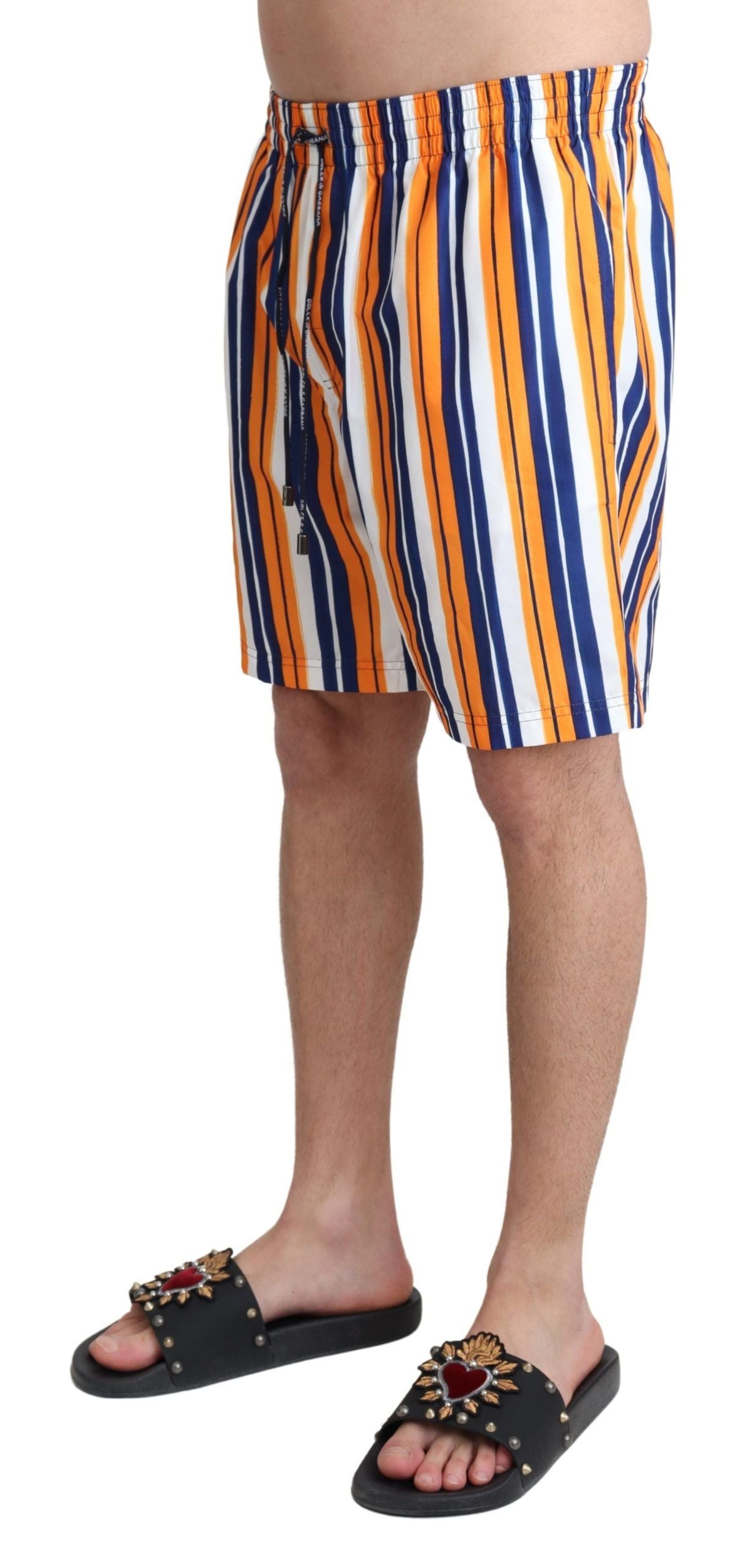 Dolce & Gabbana Multicolor Striped Beachwear Swimshorts | Regal Royce
