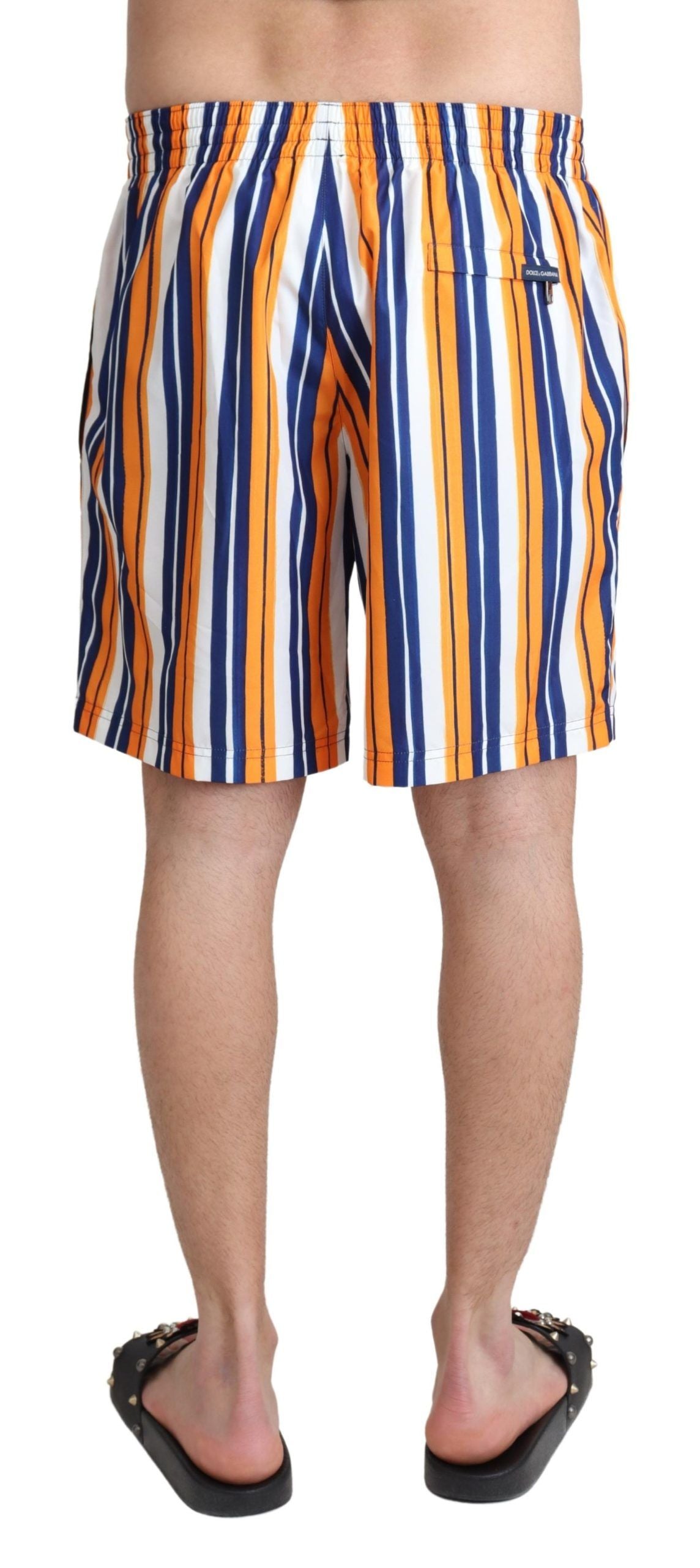 Dolce & Gabbana Multicolor Striped Beachwear Swimshorts | Regal Royce