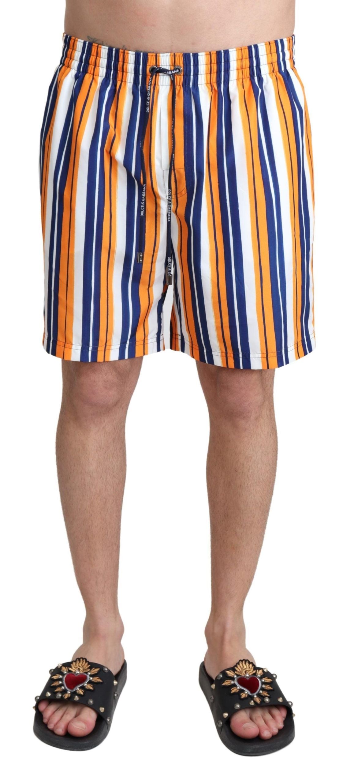 Dolce & Gabbana Multicolor Striped Beachwear Swimshorts | Regal Royce