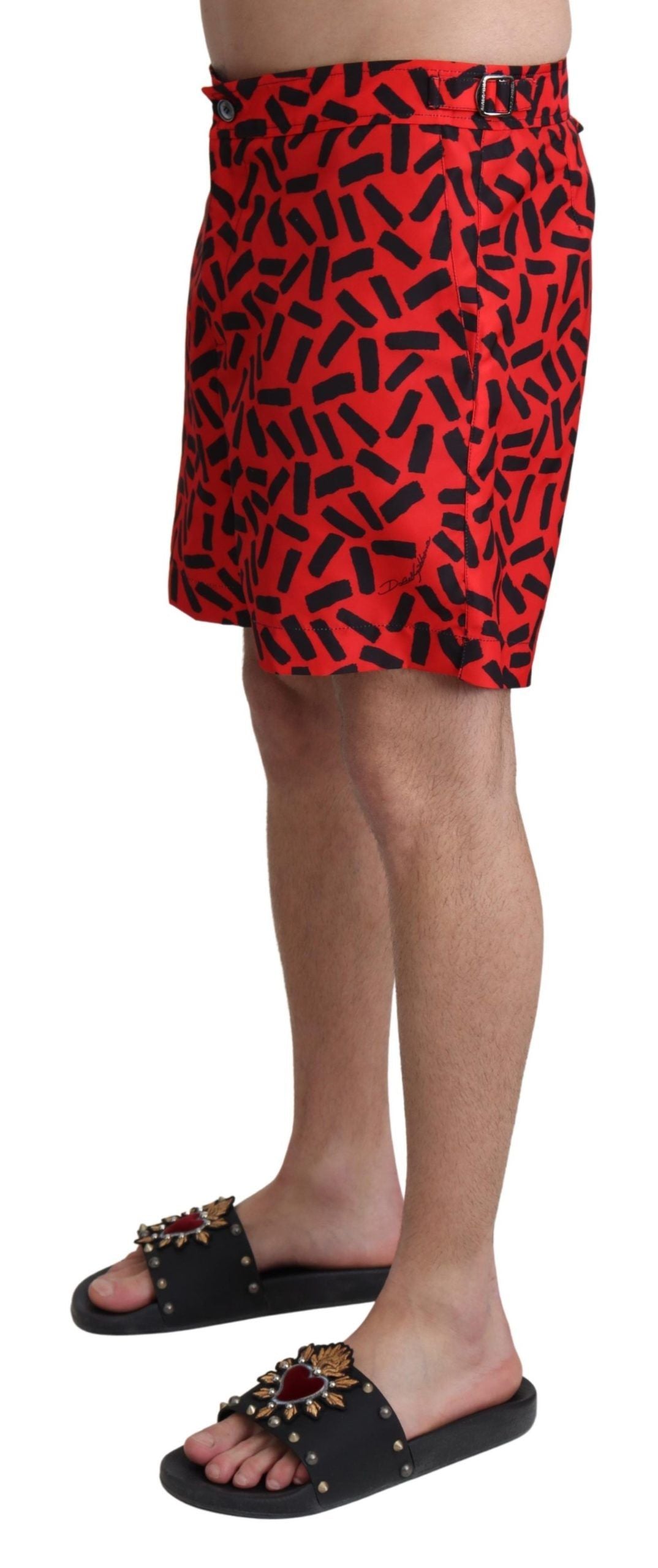 Dolce & Gabbana Red Patterned Beachwear Shorts Swimwear | Regal Royce