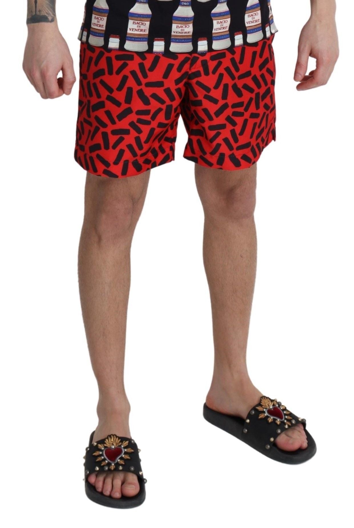 Dolce & Gabbana Red Patterned Beachwear Shorts Swimwear | Regal Royce