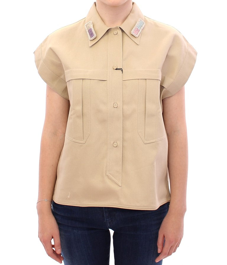 Andrea Incontri Beige Sleeveless Blouse Top | Regal Royce