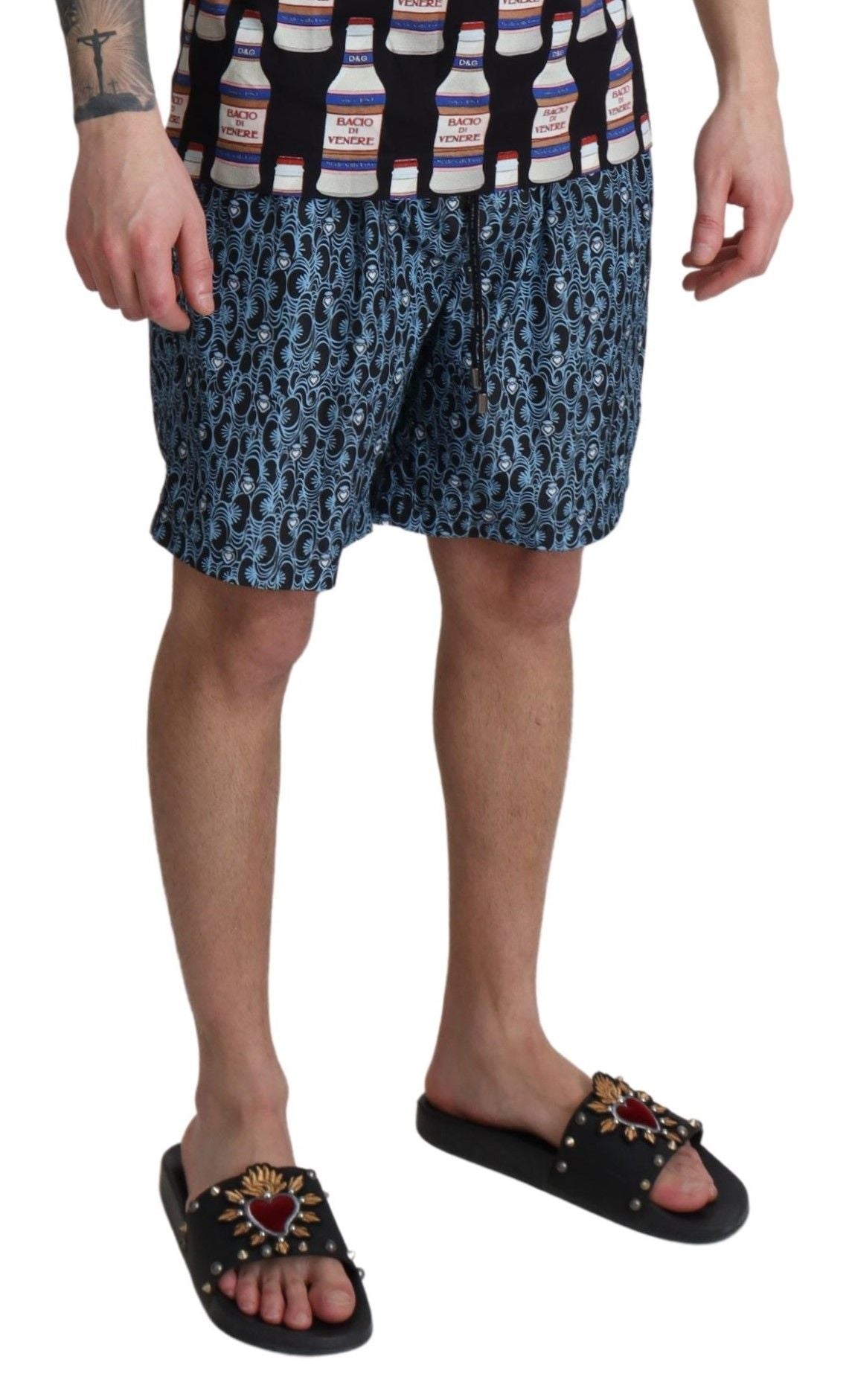Dolce & Gabbana Blue Patterned Print Beachwear Shorts Swimwear | Regal Royce