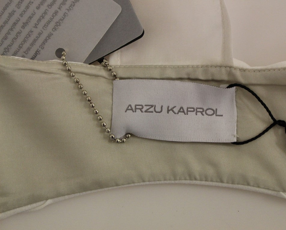 Arzu Kaprol White Lashes Open Back Vest Jacket | Regal Royce