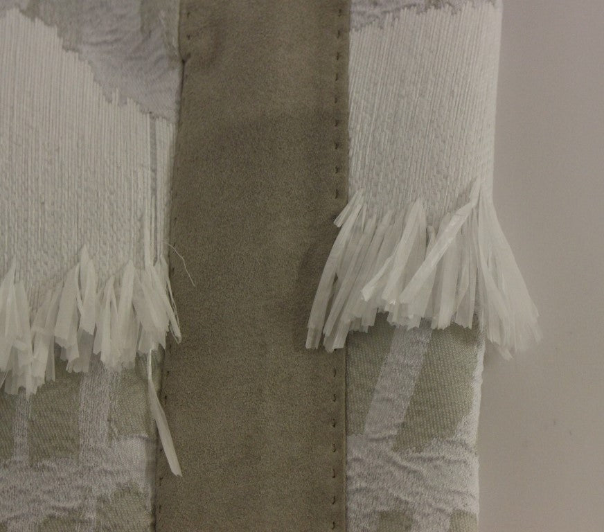 Arzu Kaprol White Acrylic Straight Pencil Skirt | Regal Royce