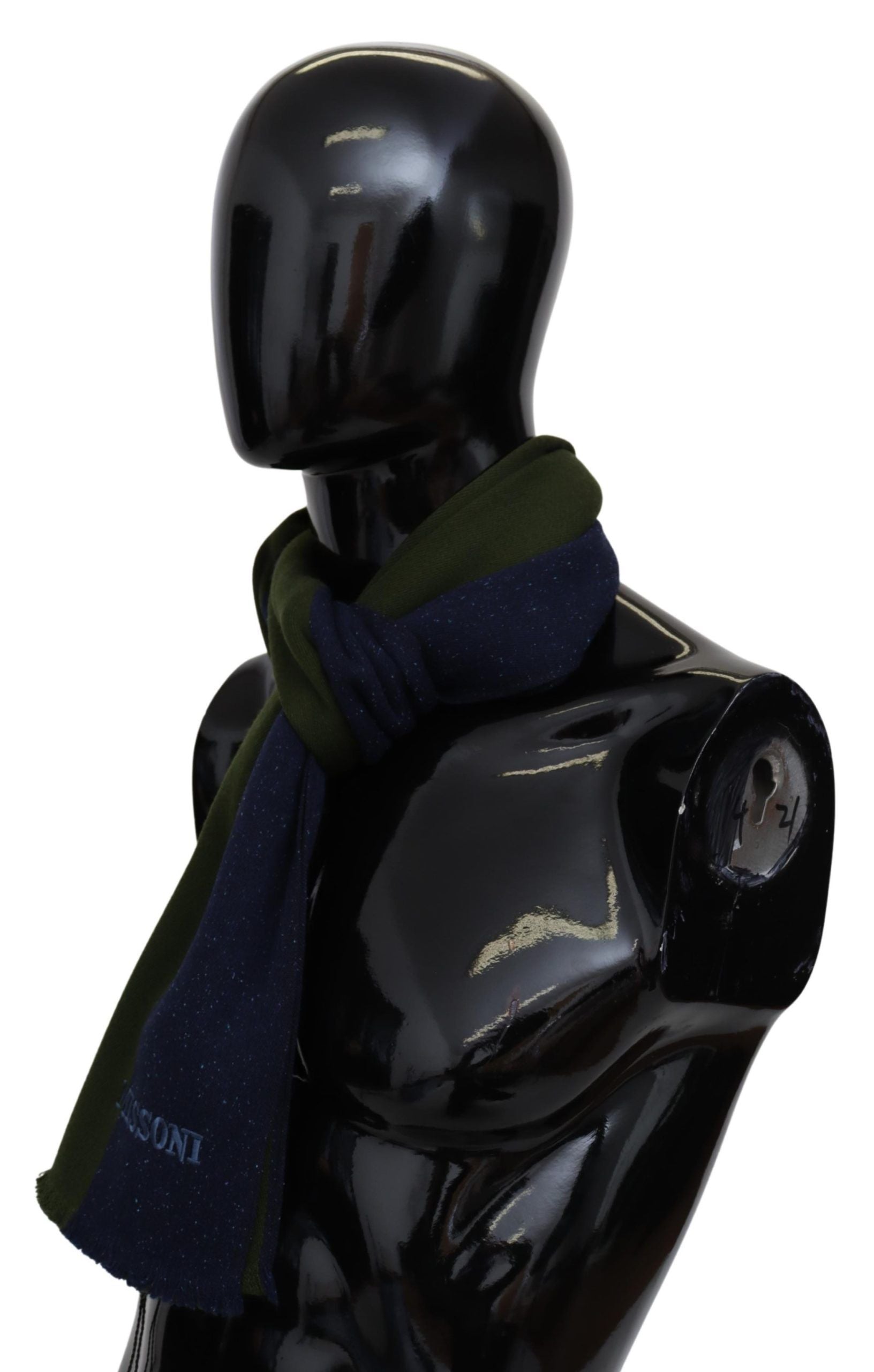 Missoni Green Striped Wool Unisex Neck Wrap Shawl Blue | Regal Royce