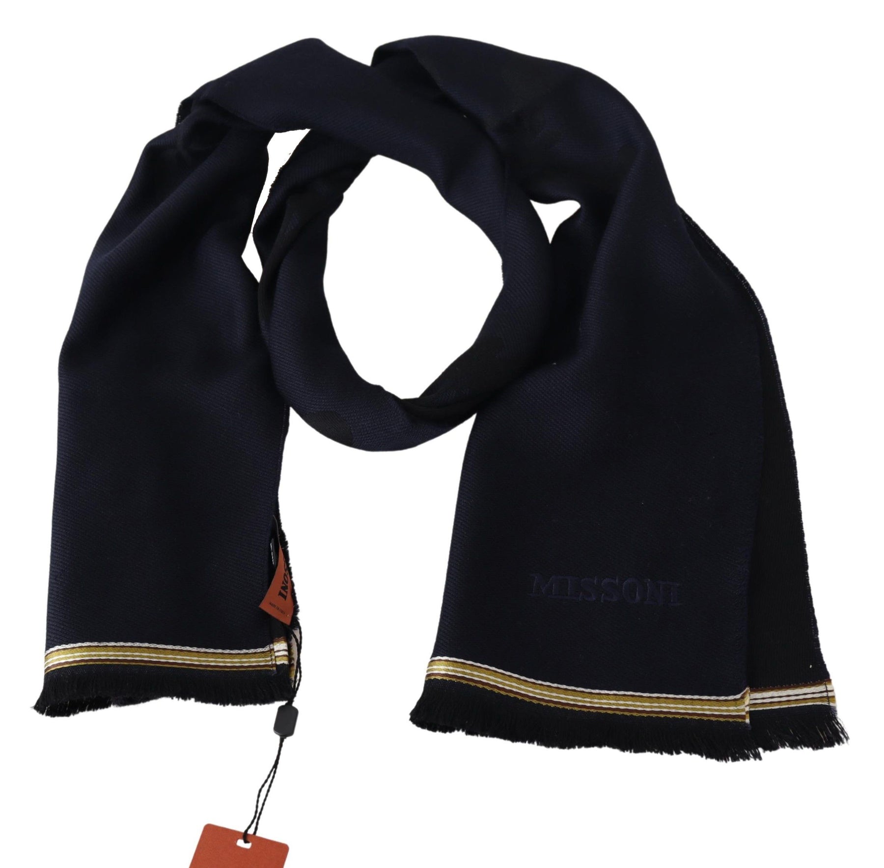 Missoni Black 100% Wool Unisex Neck Wrap Fringes Scarf | Regal Royce
