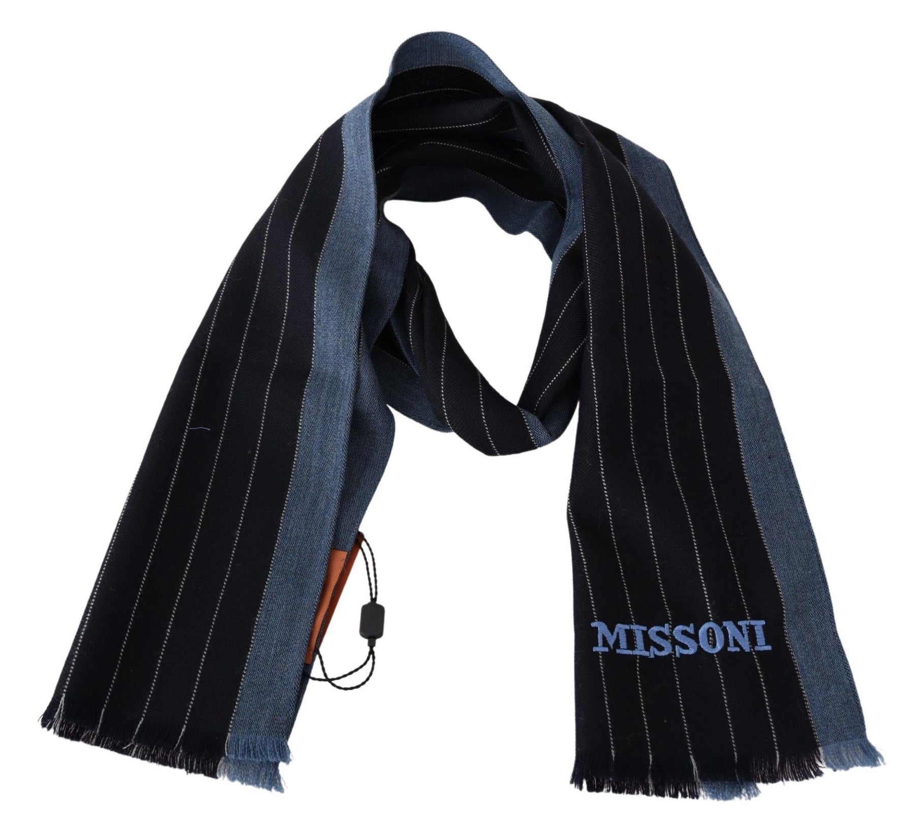 Missoni Black Blue Striped Wool Unisex Wrap scarf | Regal Royce