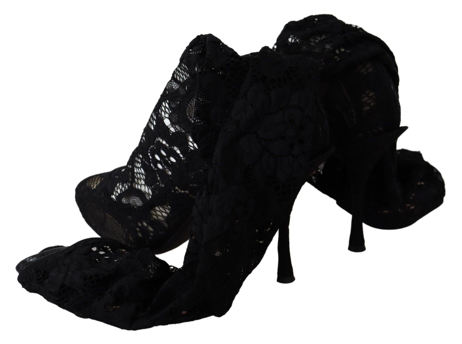 Dolce & Gabbana Black Taormina Lace Socks Boots Shoes Pumps | Regal Royce