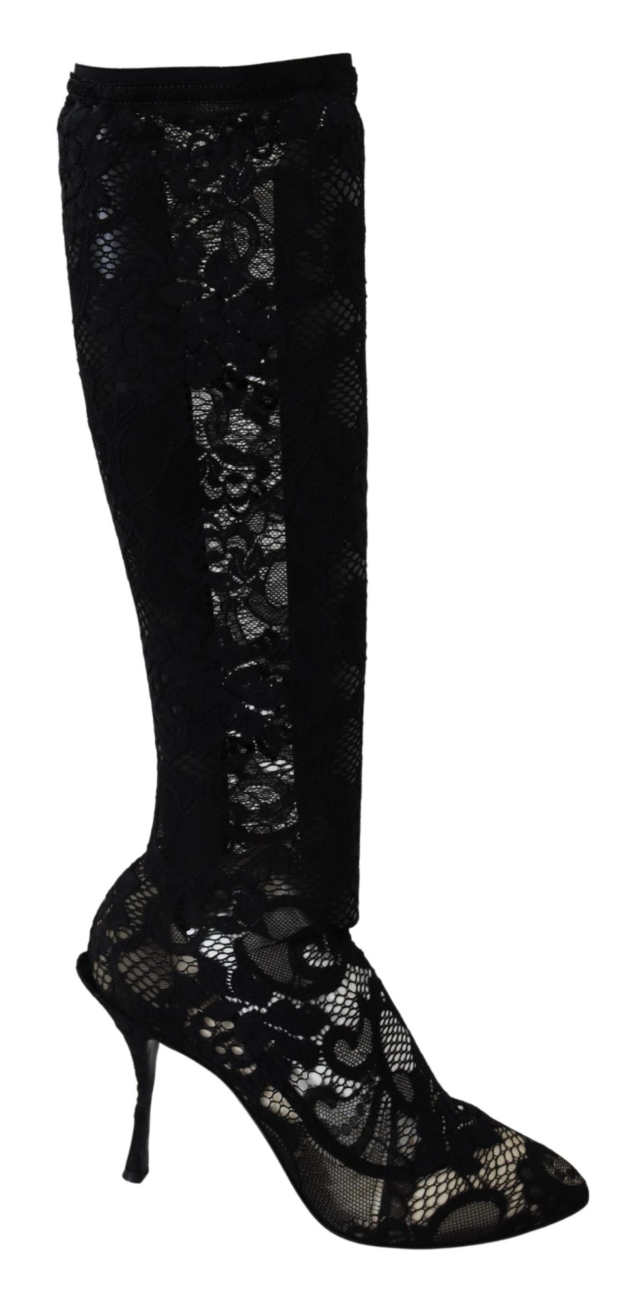 Dolce & Gabbana Black Taormina Lace Socks Boots Shoes Pumps | Regal Royce