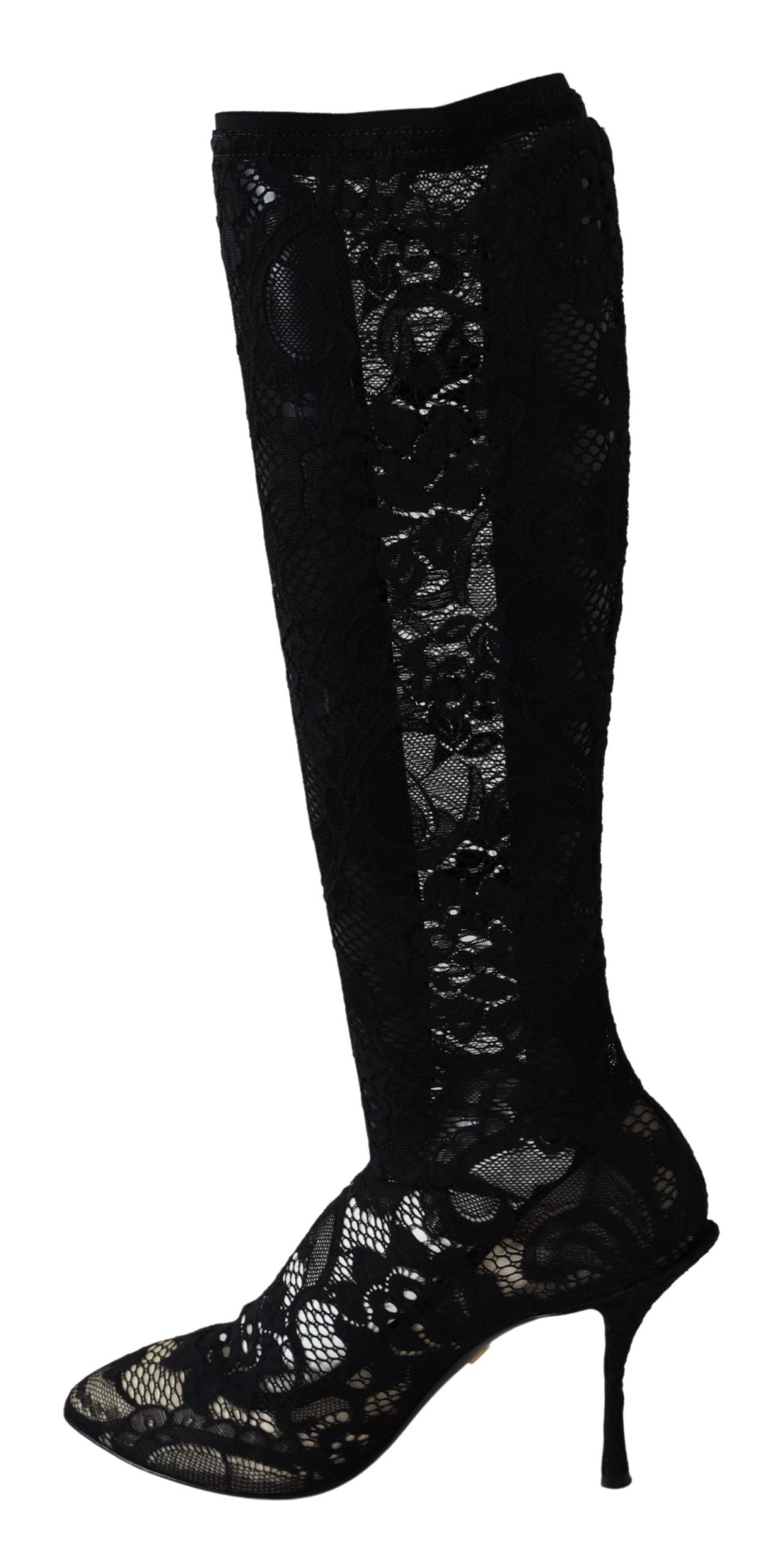 Dolce & Gabbana Black Taormina Lace Socks Boots Shoes Pumps | Regal Royce