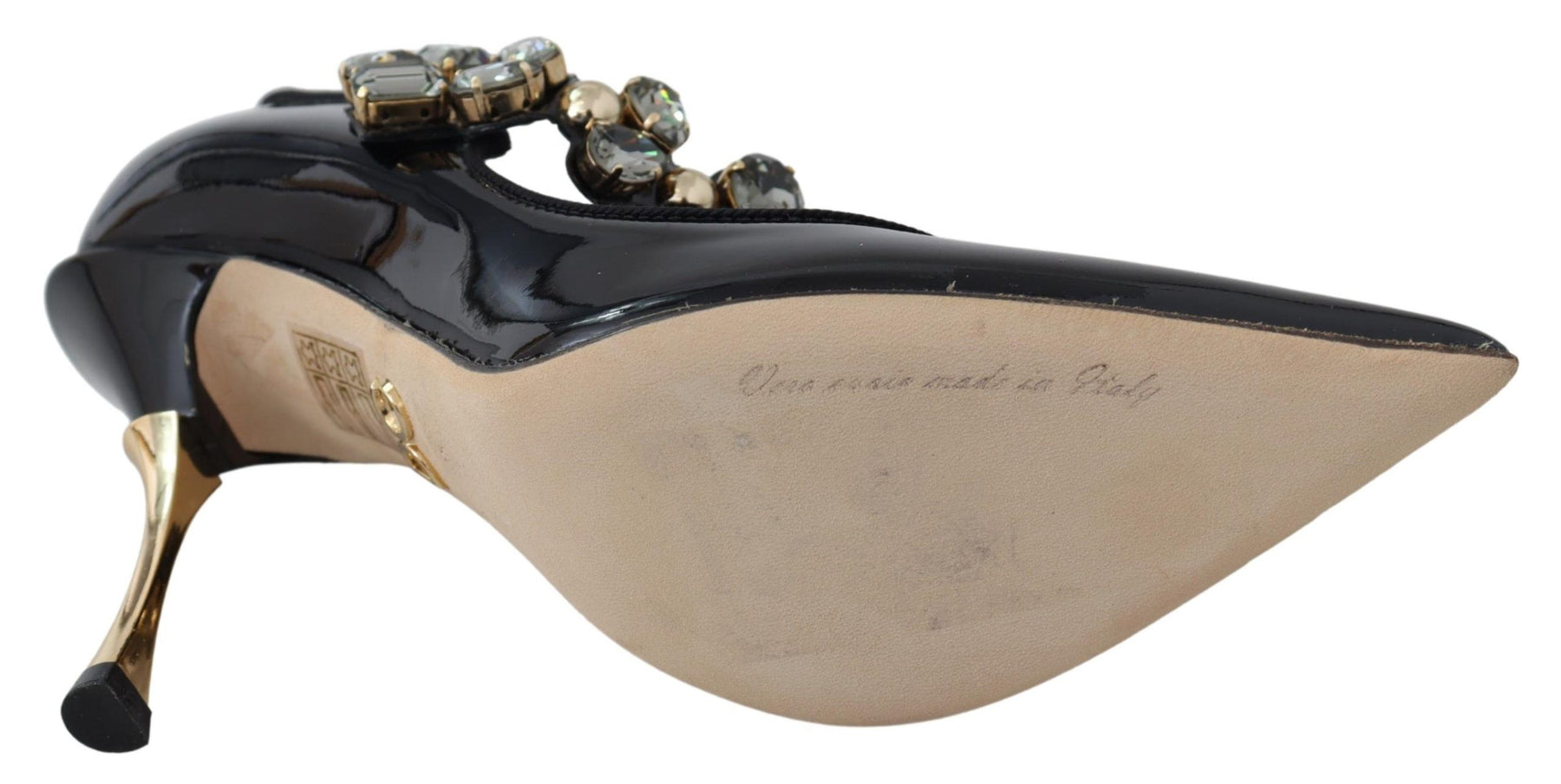Dolce & Gabbana Black Leather Crystal Shoes Mary Jane Pumps | Regal Royce