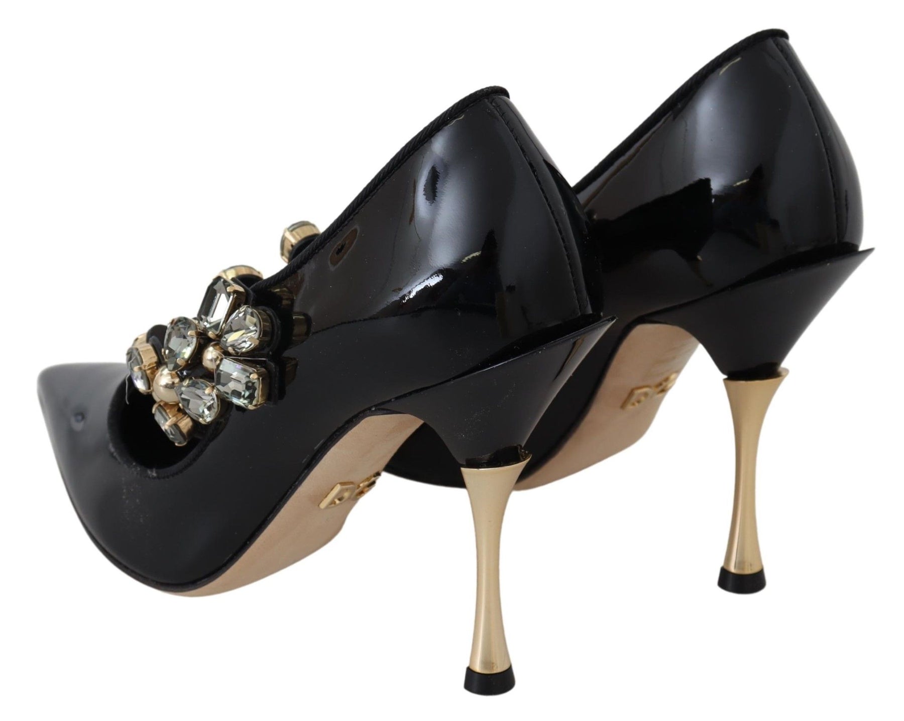Dolce & Gabbana Black Leather Crystal Shoes Mary Jane Pumps | Regal Royce