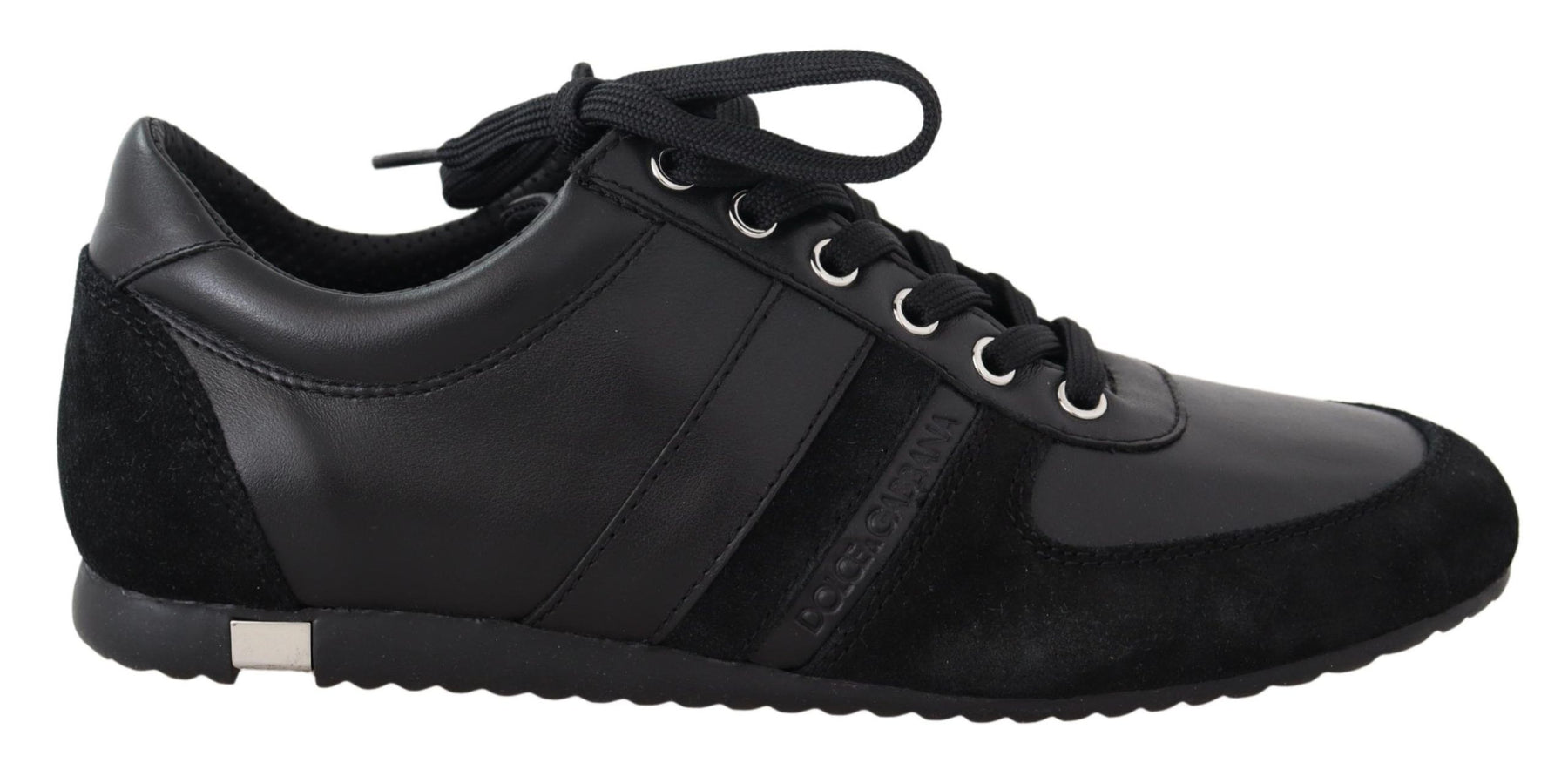 Dolce & Gabbana Black Logo Leather Casual Sneakers Shoes | Regal Royce