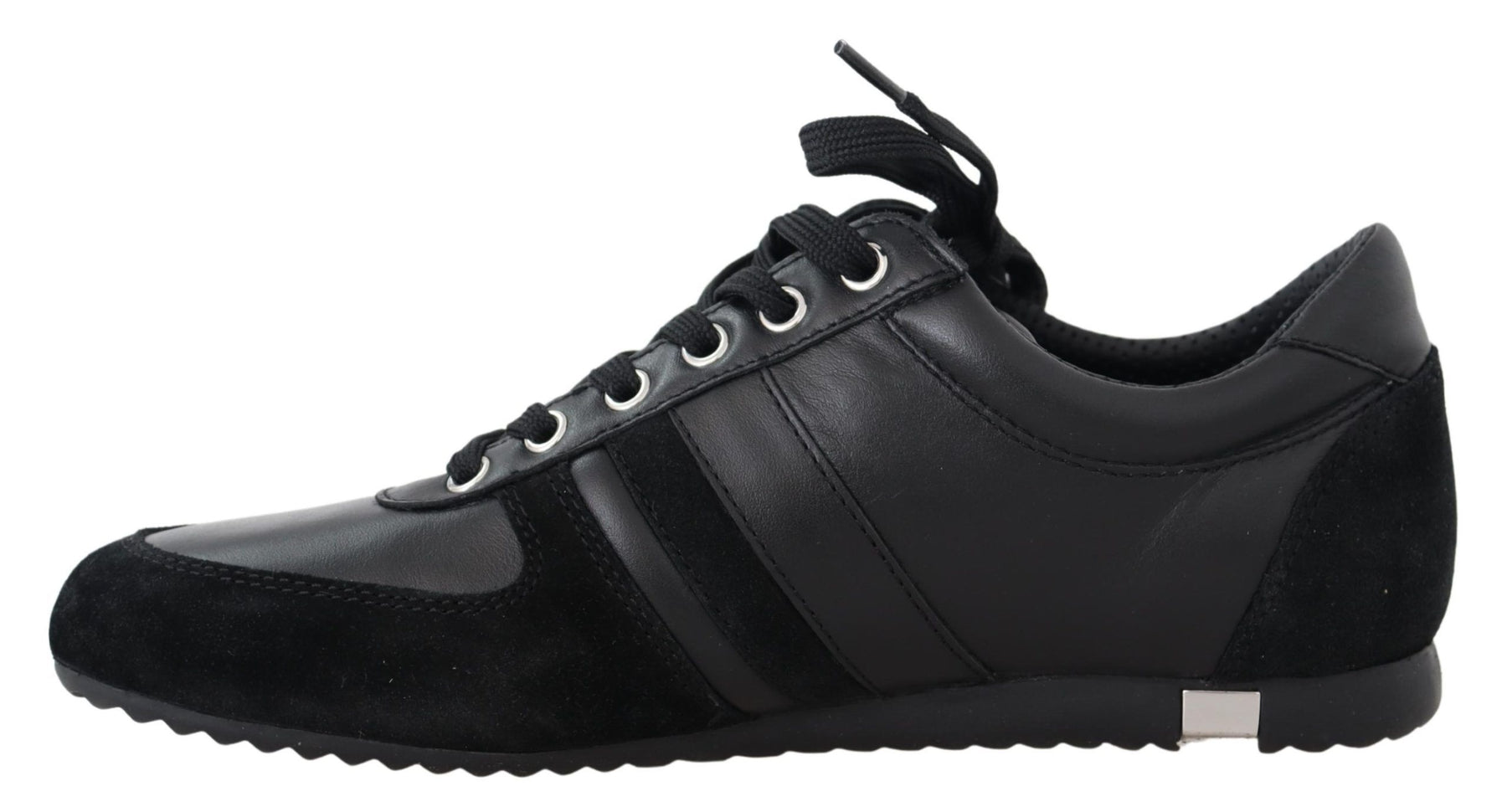 Dolce & Gabbana Black Logo Leather Casual Sneakers Shoes | Regal Royce