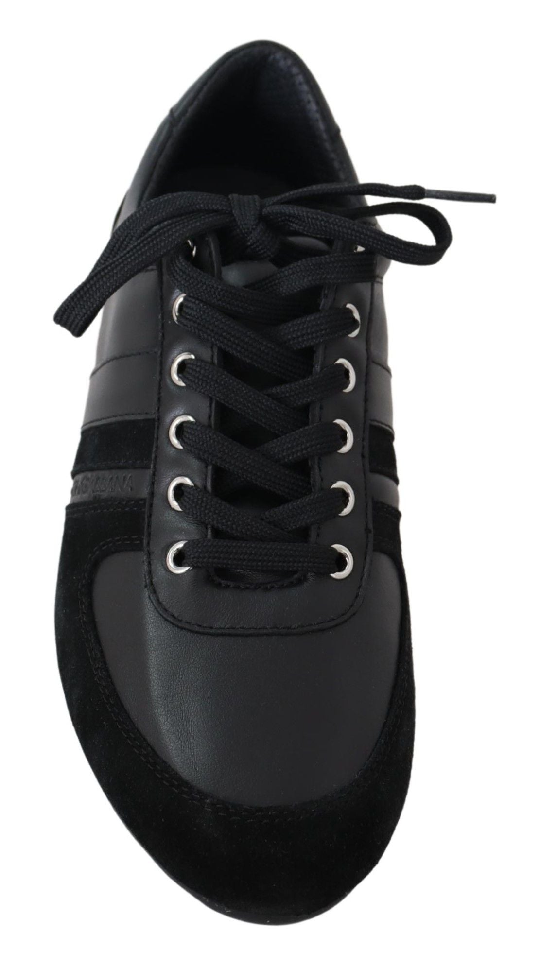 Dolce & Gabbana Black Logo Leather Casual Sneakers Shoes | Regal Royce