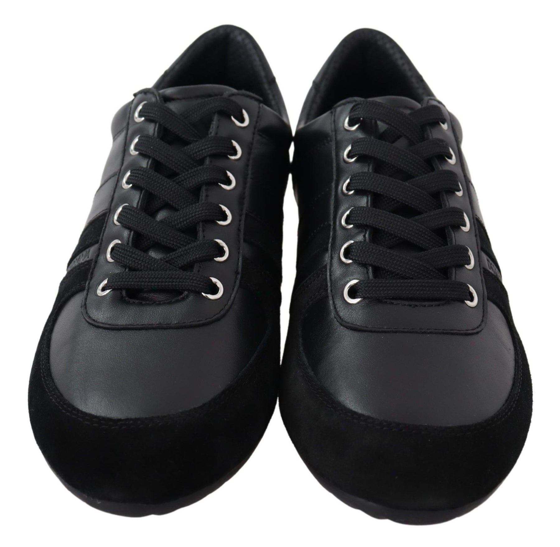 Dolce & Gabbana Black Logo Leather Casual Sneakers Shoes | Regal Royce