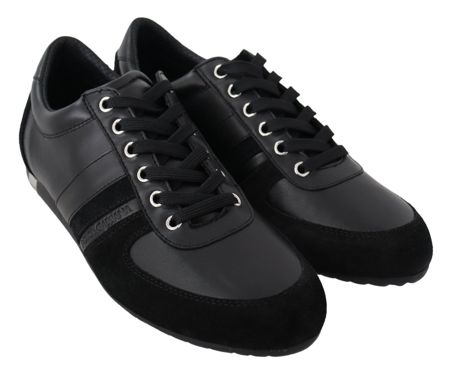 Dolce & Gabbana Black Logo Leather Casual Sneakers Shoes | Regal Royce