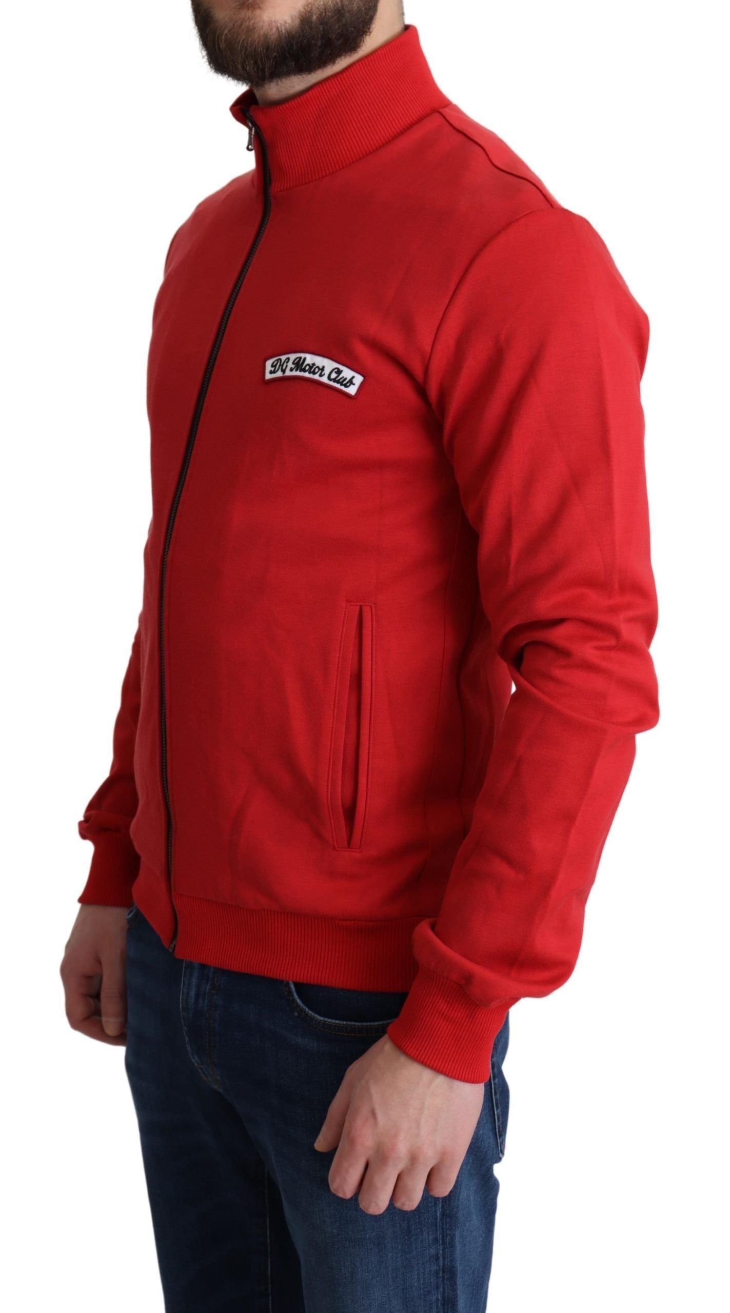 Dolce & Gabbana Red DG Motor Club Zippered Cardigan Sweater | Regal Royce
