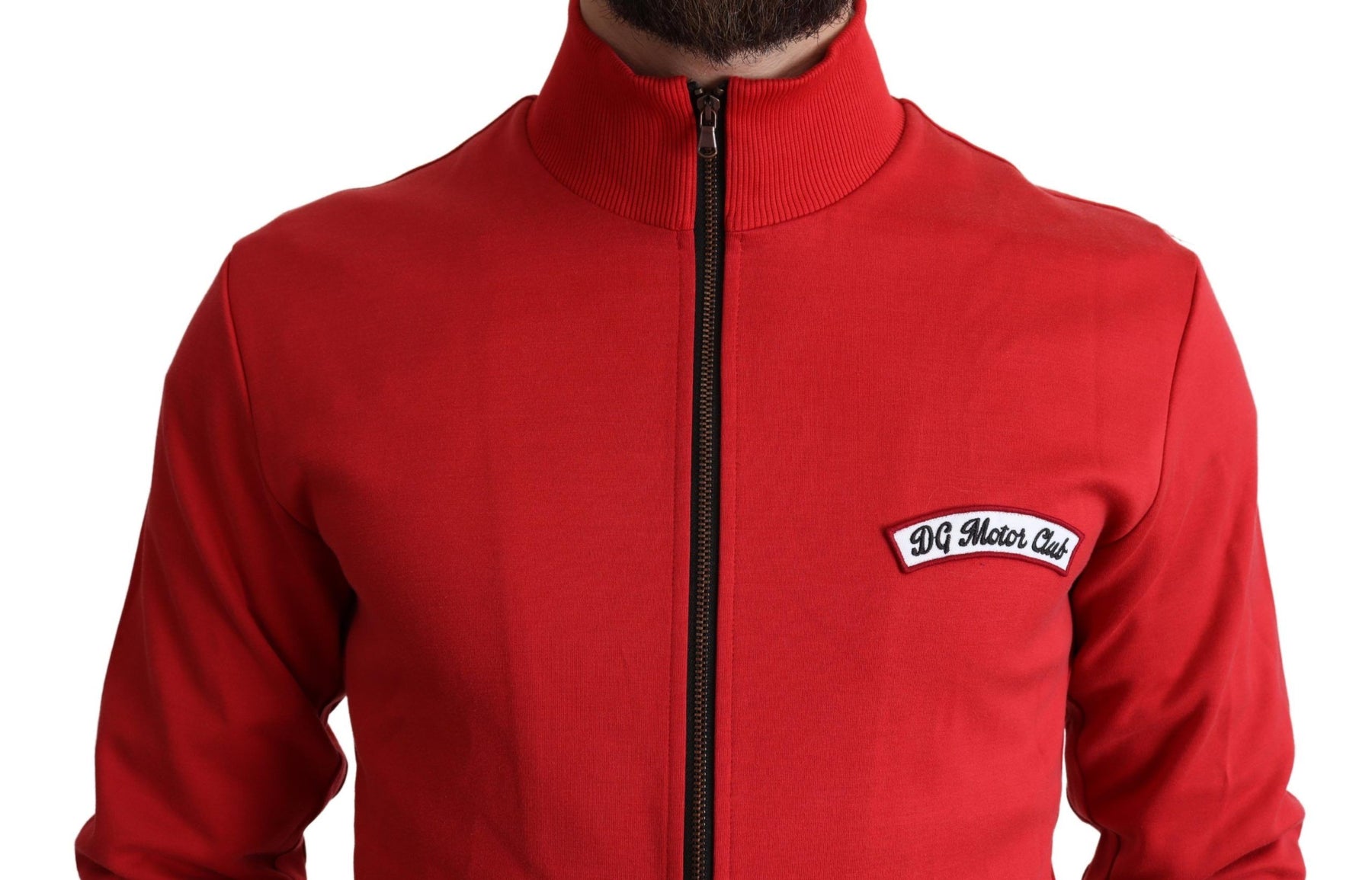 Dolce & Gabbana Red DG Motor Club Zippered Cardigan Sweater | Regal Royce