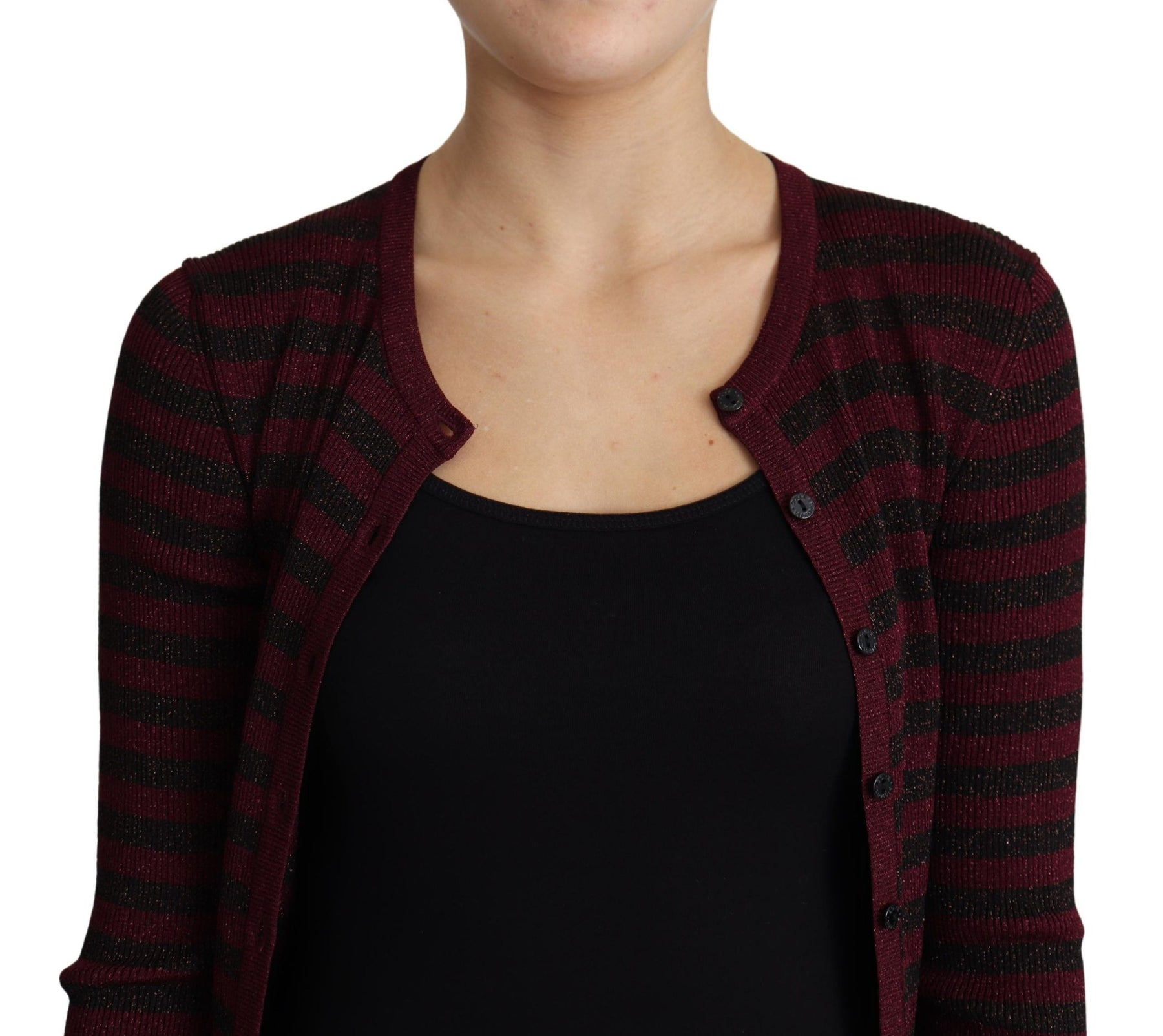 Dolce & Gabbana Black Red Striped Viscose Cardigan Sweater | Regal Royce