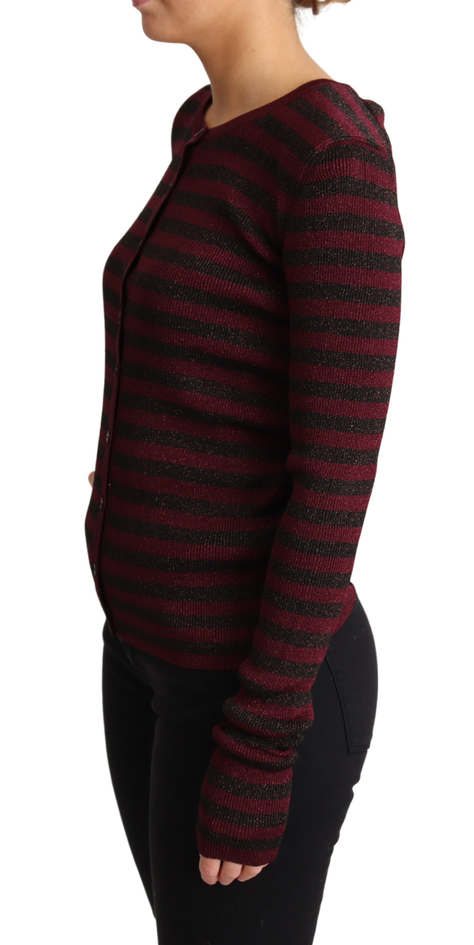 Dolce & Gabbana Black Red Striped Viscose Cardigan Sweater | Regal Royce