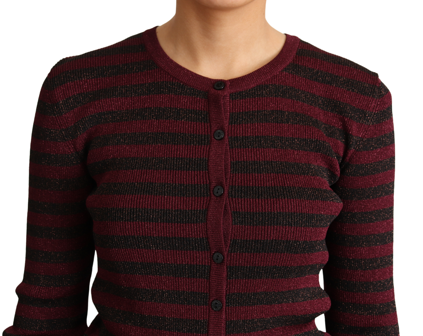 Dolce & Gabbana Black Red Striped Viscose Cardigan Sweater | Regal Royce