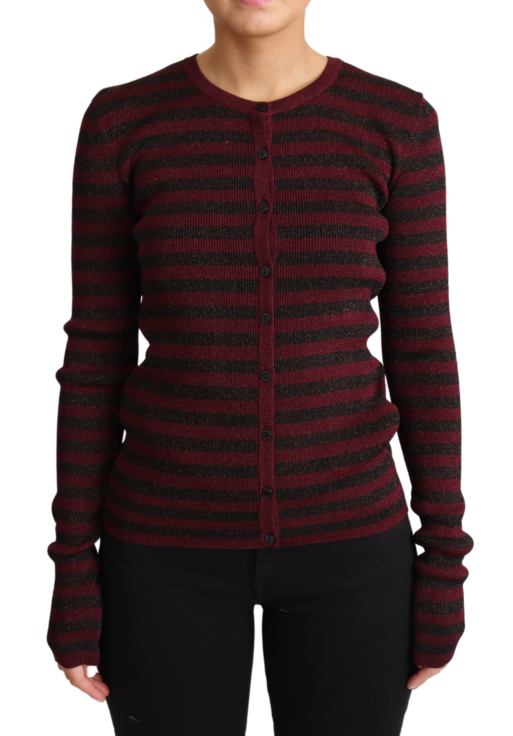 Dolce & Gabbana Black Red Striped Viscose Cardigan Sweater | Regal Royce