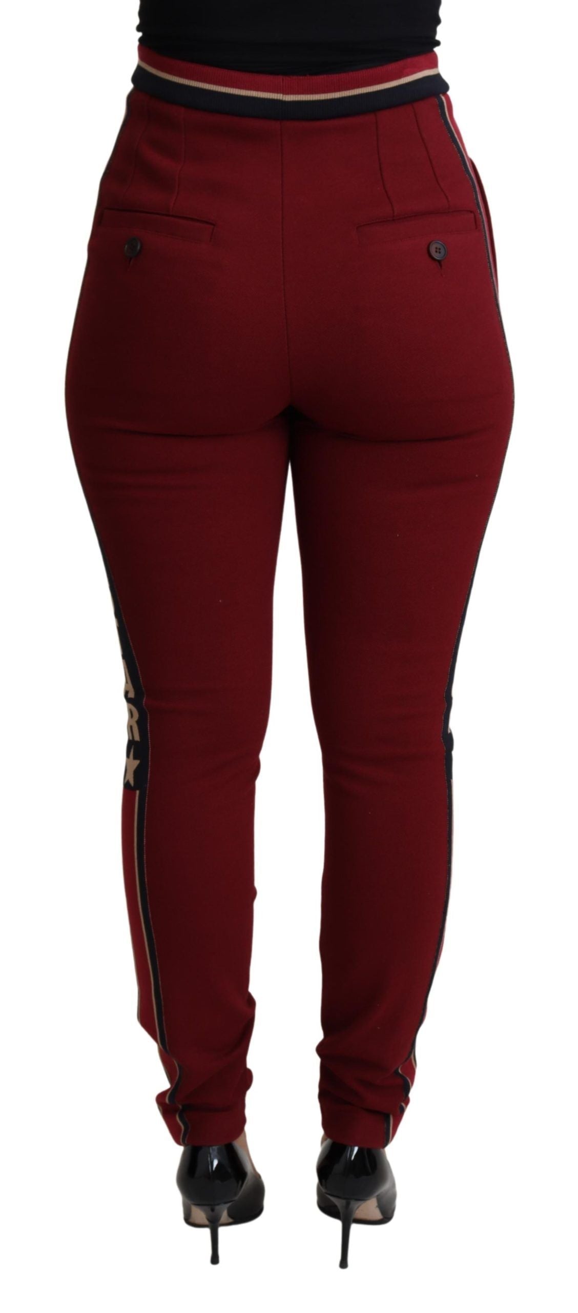 Dolce & Gabbana Red DG Star Striped Skinny Cotton Pant | Regal Royce