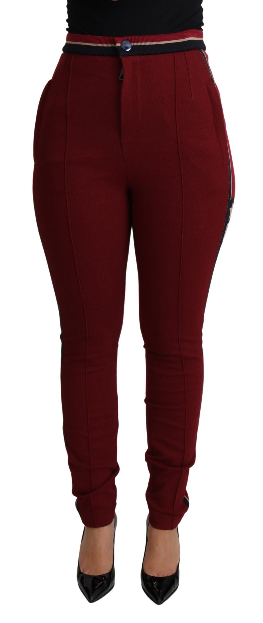 Dolce & Gabbana Red DG Star Striped Skinny Cotton Pant | Regal Royce